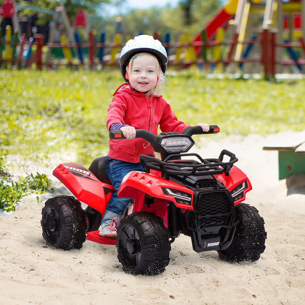 Easycomfort Quad Elettrico per Bambini with Batteria Ricaricabile 6V, Pulsante Acceleratore, Età 18-36 Mesi, 70x42x45cm, Rosso