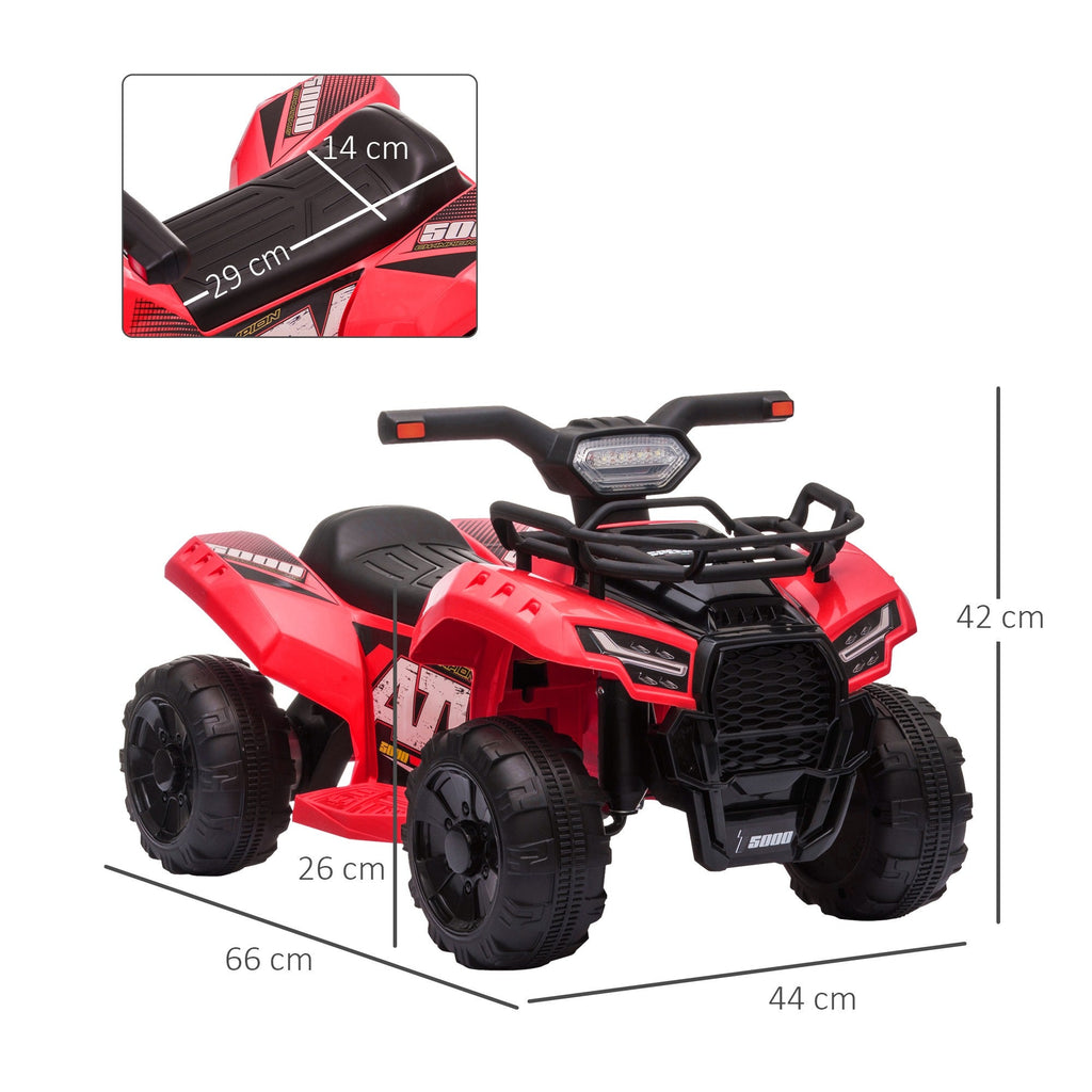 Easycomfort Quad Elettrico per Bambini with Batteria Ricaricabile 6V, Pulsante Acceleratore, Età 18-36 Mesi, 70x42x45cm, Rosso