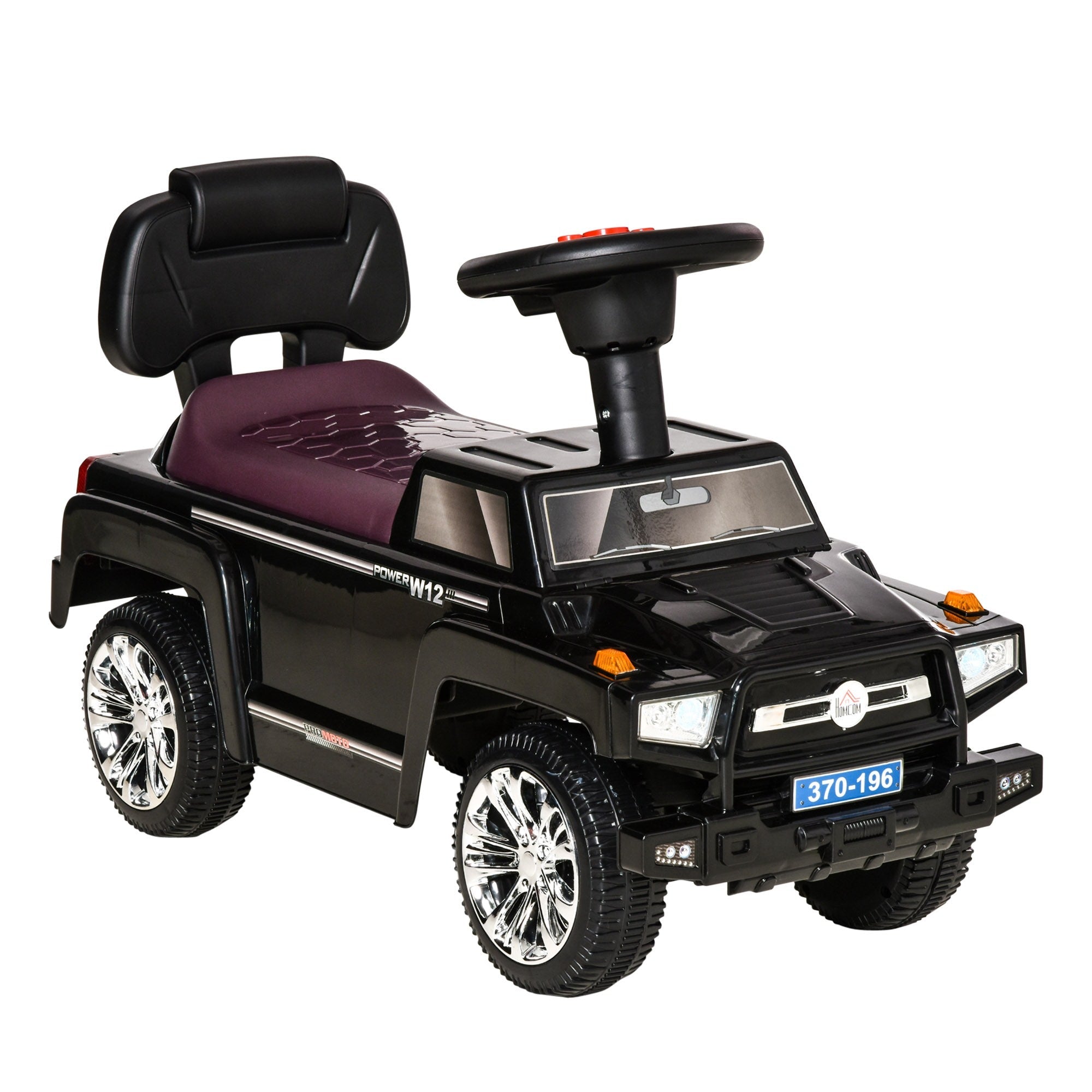 Easycomfort Macchina Giocattolo Fuoristrada per Bambini Cavalcabile with Volante, Fari e Musiche, Età 18-36 Mesi, 68x30.5x41.5cm, black