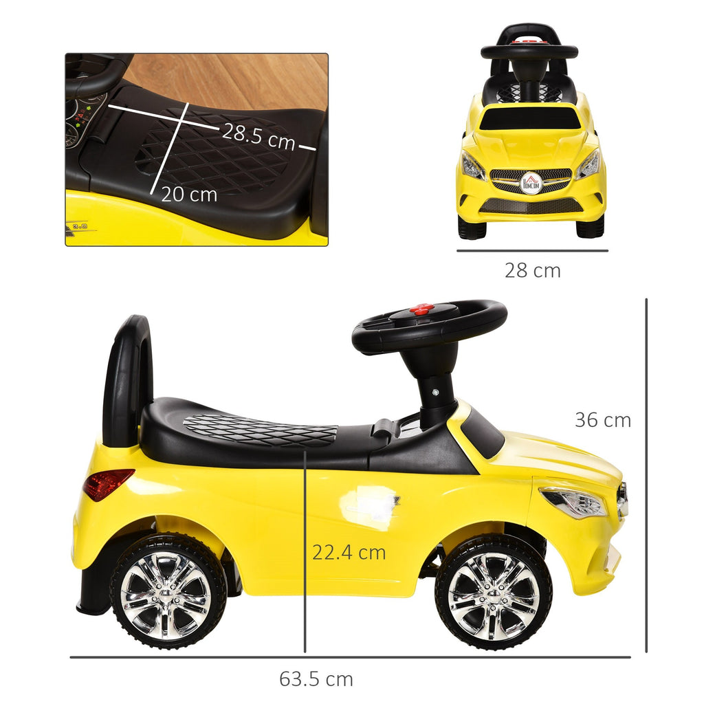 Easycomfort Macchina Giocattolo per Bambini Cavalcabile with Volante, Musiche e Fari, Età 18-36 Mesi, 63.5x28x36cm, Giallo