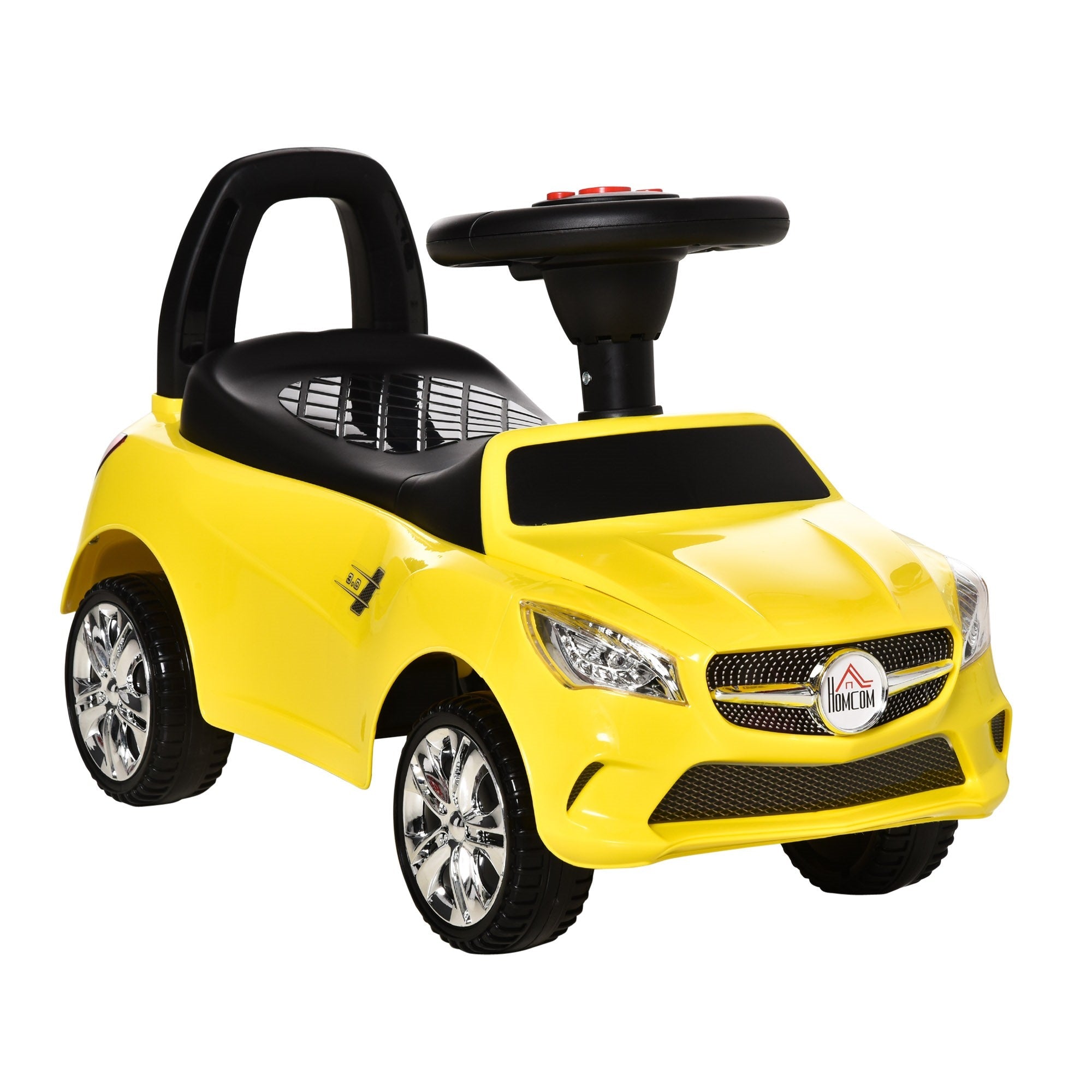 Easycomfort Macchina Giocattolo per Bambini Cavalcabile with Volante, Musiche e Fari, Età 18-36 Mesi, 63.5x28x36cm, Giallo
