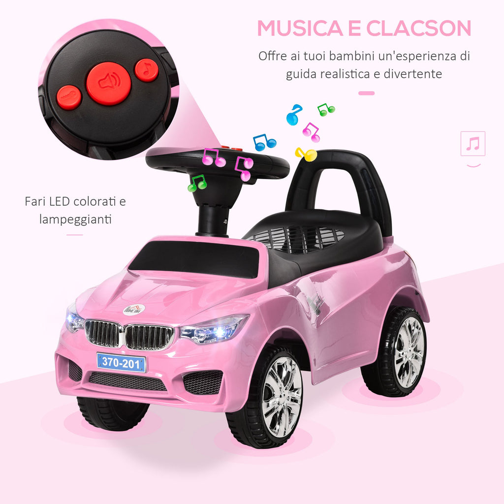 Easycomfort Macchinina per Bambini Cavalcabile with Volante, Fari e Musiche Integrate, Età 18-36 Mesi, 63.5x28x36cm, Rosa