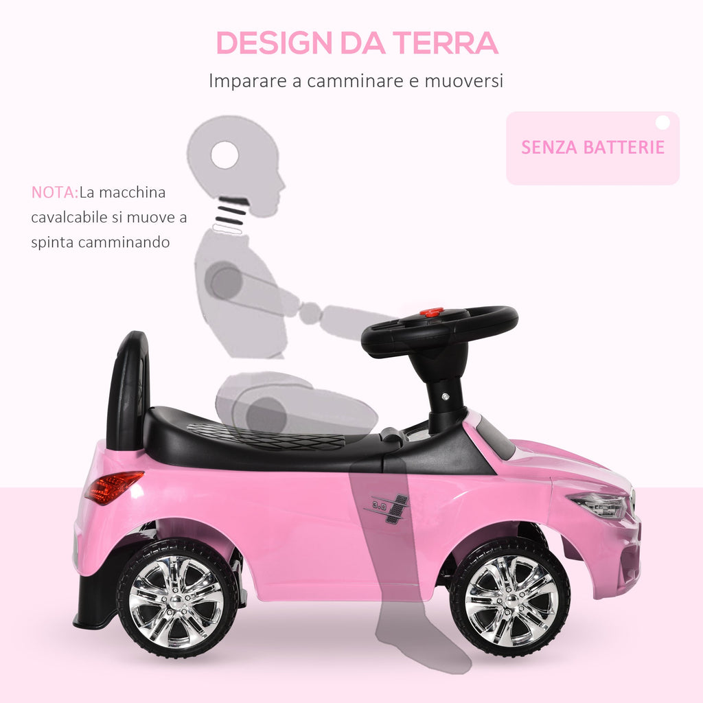 Easycomfort Macchinina per Bambini Cavalcabile with Volante, Fari e Musiche Integrate, Età 18-36 Mesi, 63.5x28x36cm, Rosa