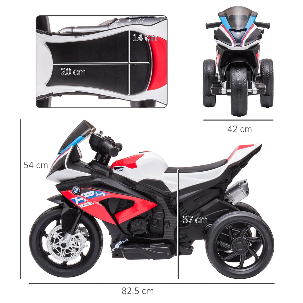 Easycomfort Moto per Bambini 18-60 Mesi Modello BMW HP4 with Fari, Musica e Pedali, in PP e Metallo, 82.5x42x54 cm, Rosso