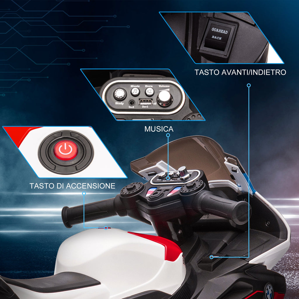 Easycomfort Moto per Bambini 18-60 Mesi Modello BMW HP4 with Fari, Musica e Pedali, in PP e Metallo, 82.5x42x54 cm, Rosso