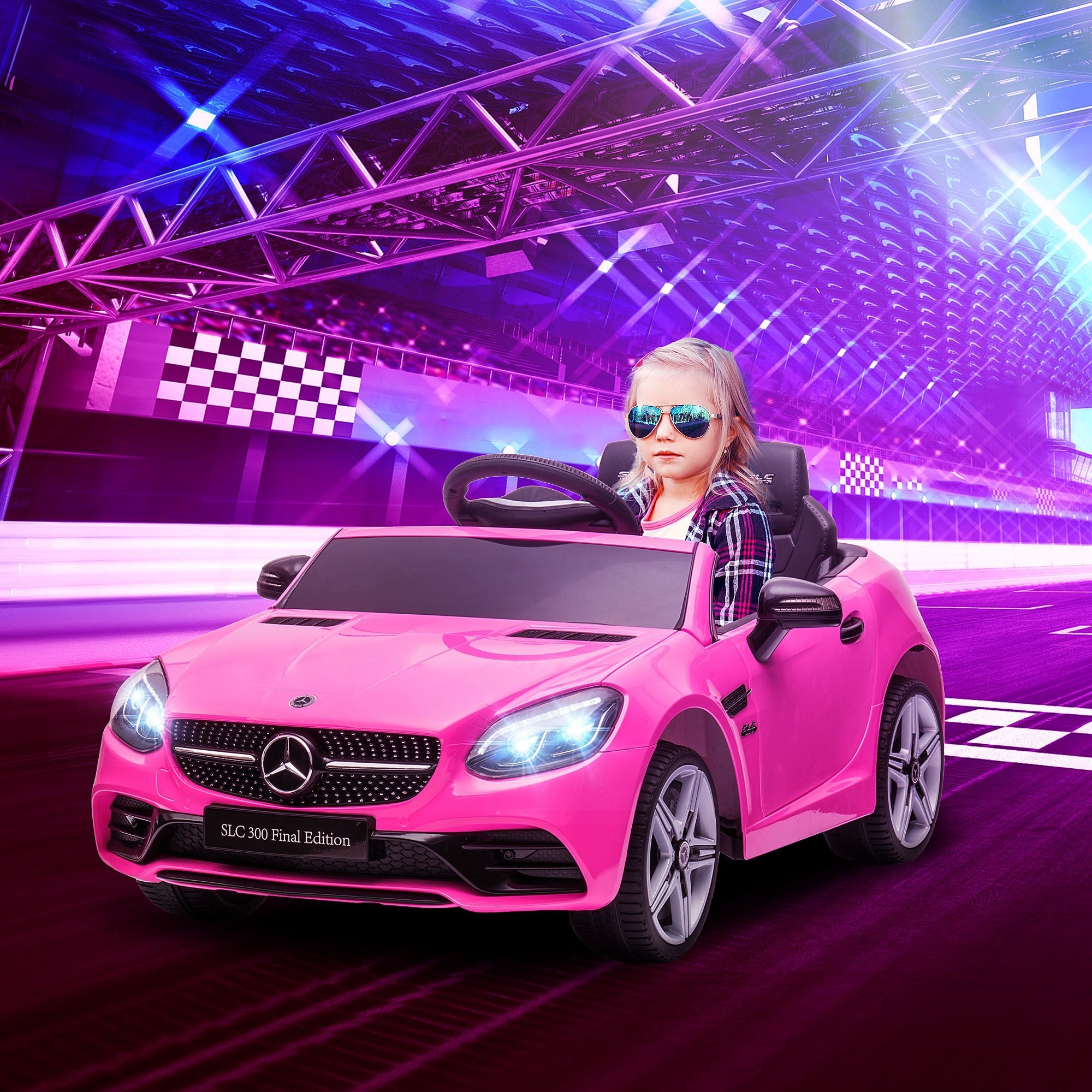 EasyComfort Mercedes SLC elektrische kinderauto met afstandsbediening - roze