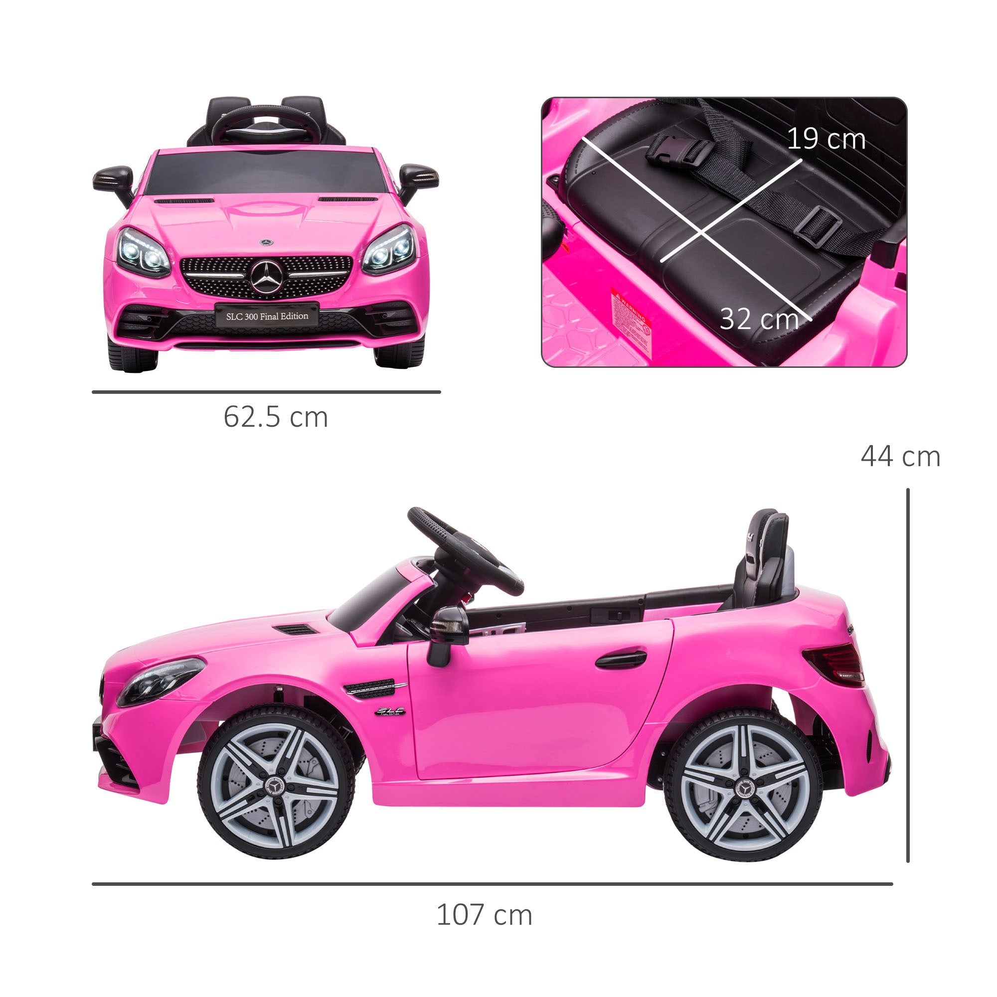 EasyComfort Mercedes SLC elektrische kinderauto met afstandsbediening - roze