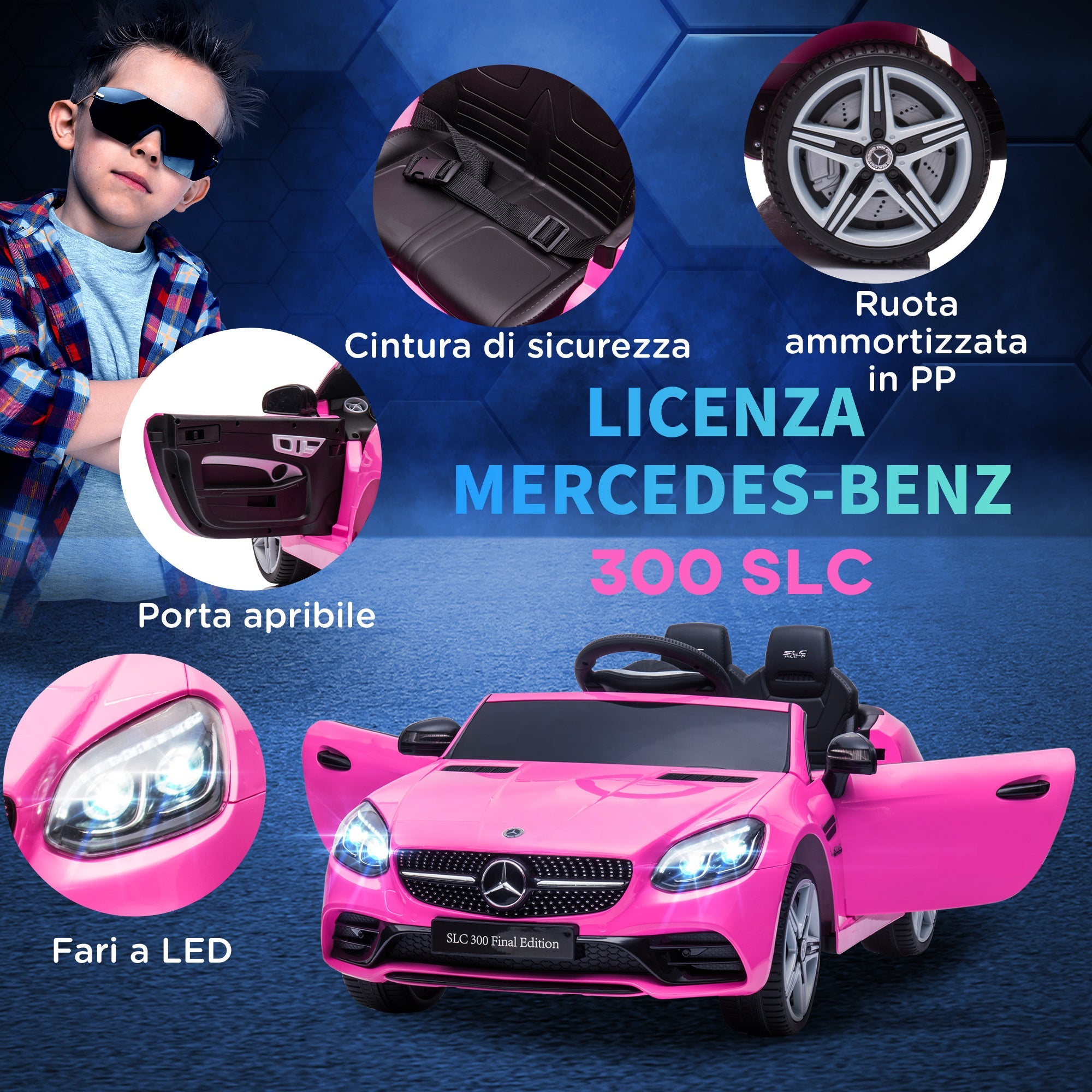 EasyComfort Mercedes SLC elektrische kinderauto met afstandsbediening - roze
