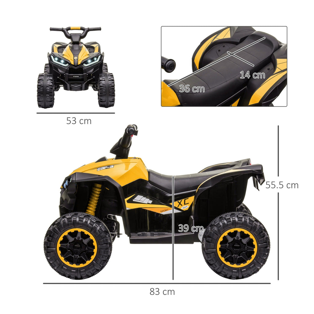 Easycomfort Quad Elettrico per Bambini 12V, 2 Velocità, Ruote Larghe with Sospensioni e Fari LED, Età 3-5 Anni, Giallo