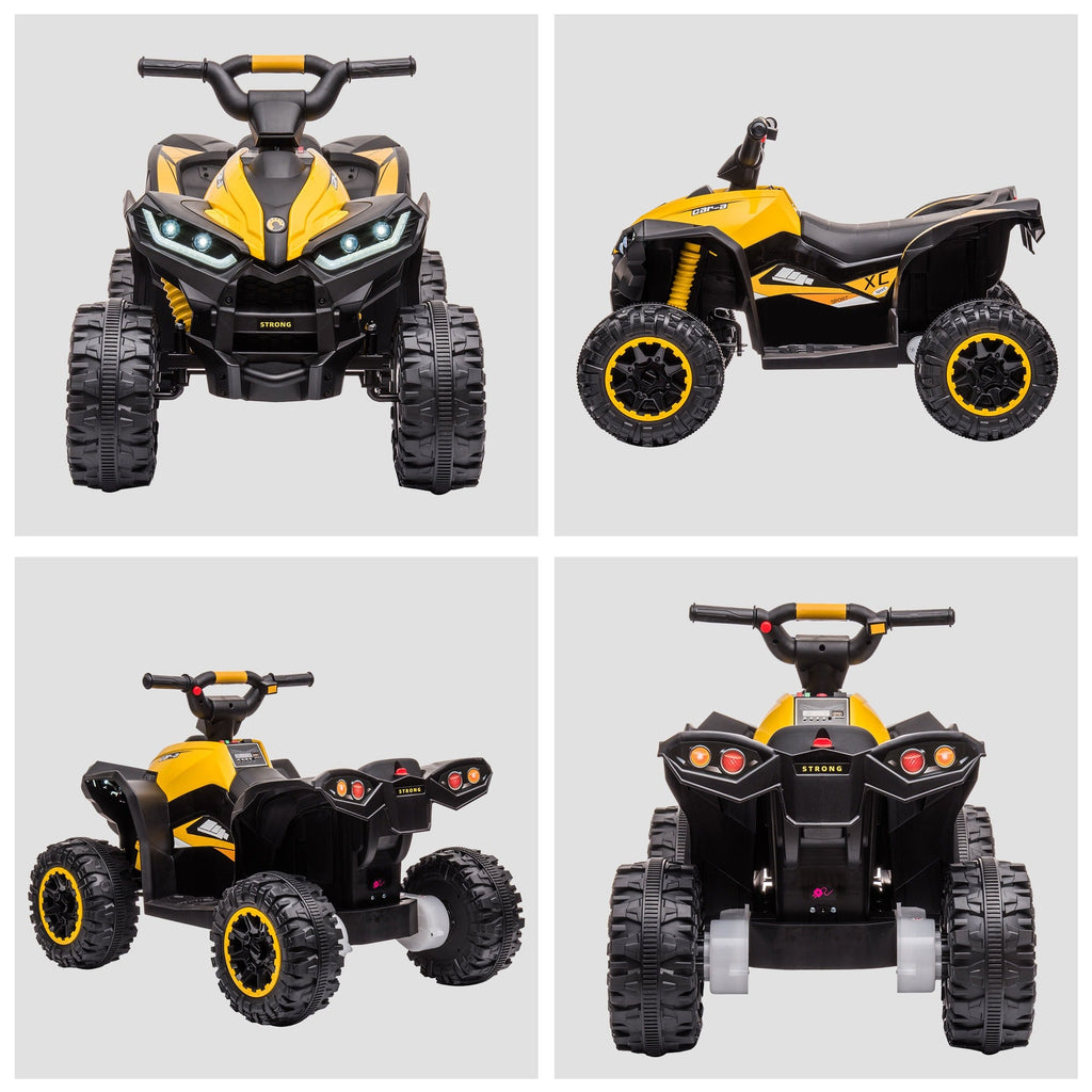 Easycomfort Quad Elettrico per Bambini 12V, 2 Velocità, Ruote Larghe with Sospensioni e Fari LED, Età 3-5 Anni, Giallo