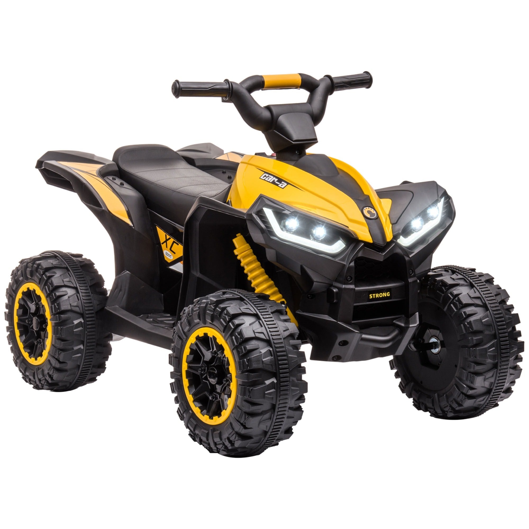 Easycomfort Quad Elettrico per Bambini 12V, 2 Velocità, Ruote Larghe with Sospensioni e Fari LED, Età 3-5 Anni, Giallo