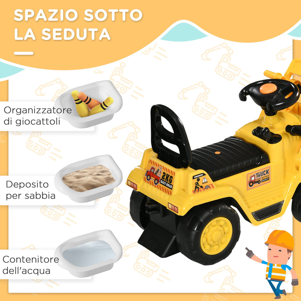 Easycomfort Escavatore per Bambini 3-4 Anni with Pinza, Pulsante per Suoni e Spazio Portaoggetti, 83x27x39 cm, Giallo e black