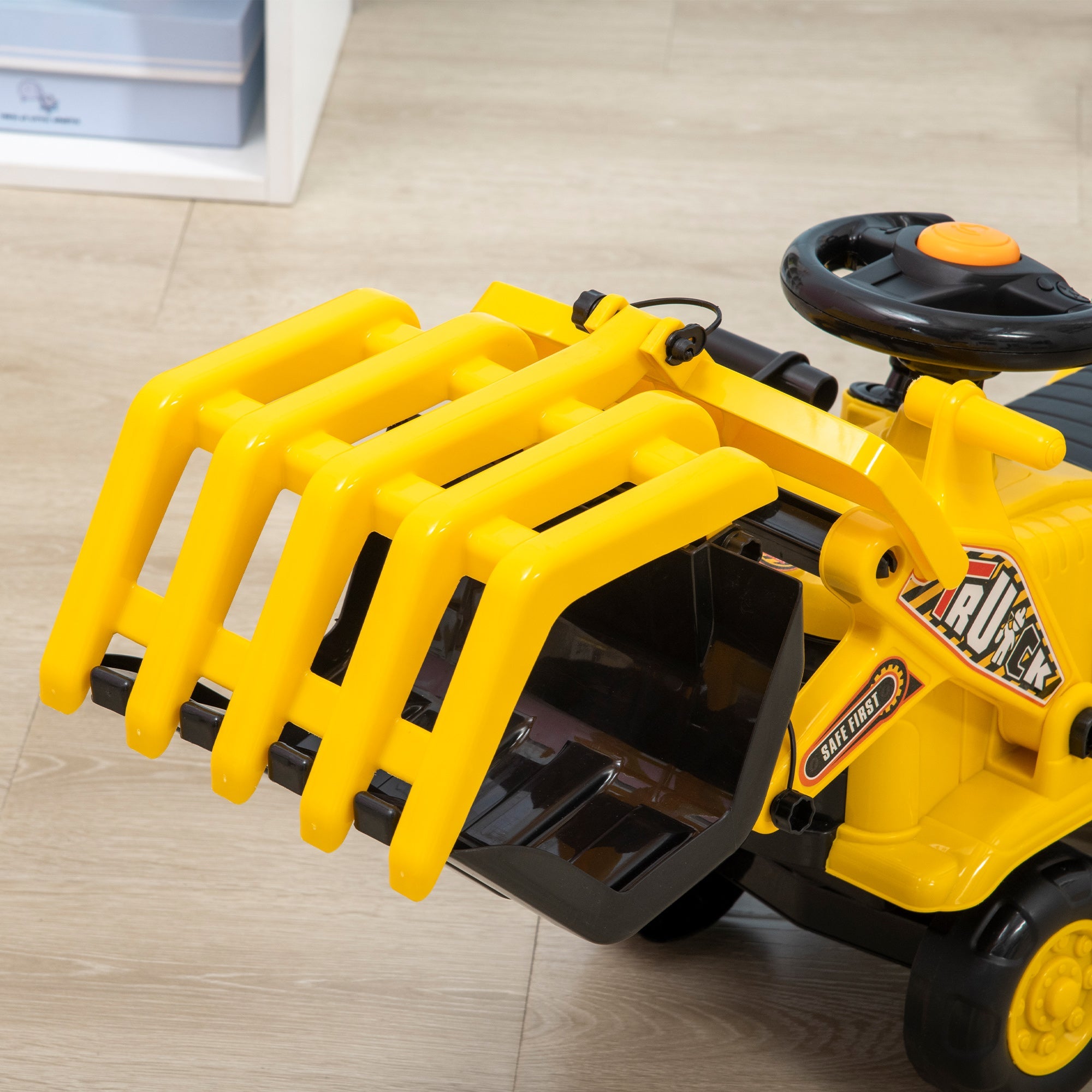 Easycomfort Escavatore per Bambini 3-4 Anni with Pinza, Pulsante per Suoni e Spazio Portaoggetti, 83x27x39 cm, Giallo e black