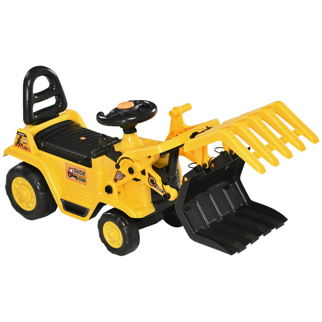Easycomfort Escavatore per Bambini 3-4 Anni with Pinza, Pulsante per Suoni e Spazio Portaoggetti, 83x27x39 cm, Giallo e black