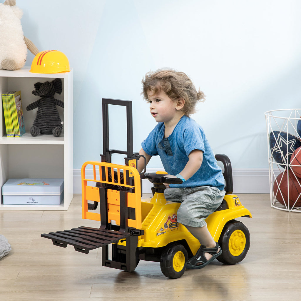 Easycomfort Trattore a Pedali per Bambini 3-4 Anni with Muletto e Spazio Portaoggetti, 86x27.5x47.5 cm, Giallo e black