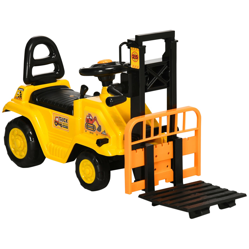 Easycomfort Trattore a Pedali per Bambini 3-4 Anni with Muletto e Spazio Portaoggetti, 86x27.5x47.5 cm, Giallo e black