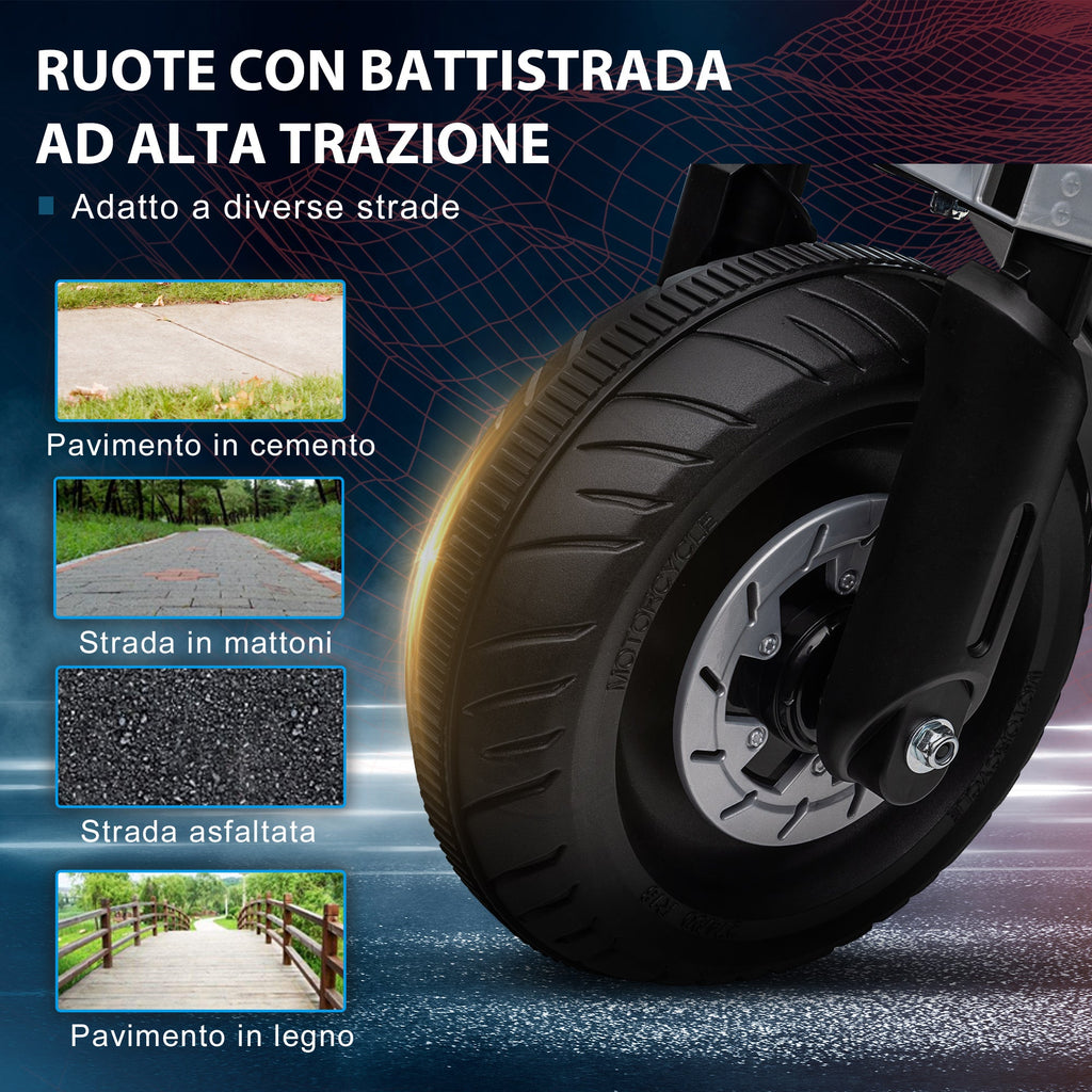 Easycomfort Moto Elettrica per Bambini 3-5 Anni in PP e Metallo with Rotelle, Clacson e Musica, 86x44x58 cm, Bianca e Nera