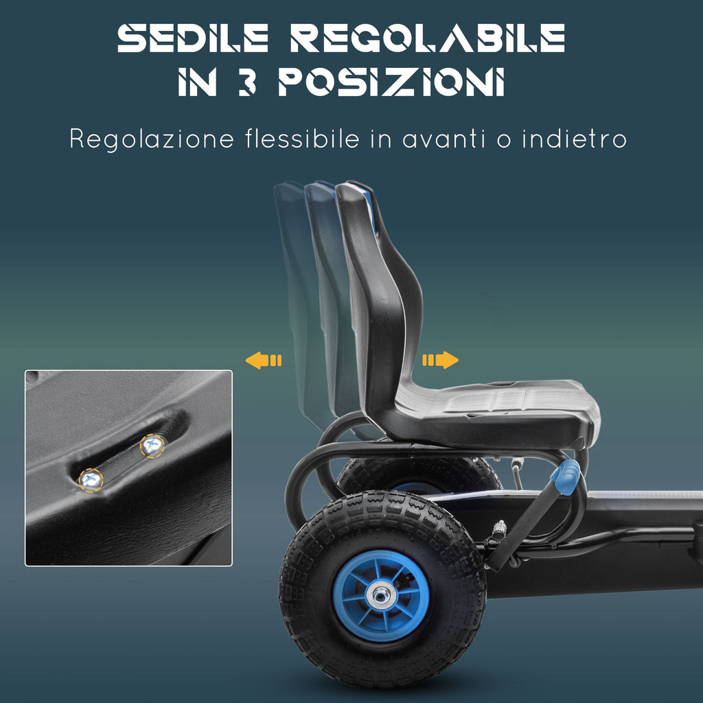 Easycomfort Go Kart a Pedali per Bambini da 5-12 Anni with Sedile Regolabile e Ruote in Gonfiabili, Blu