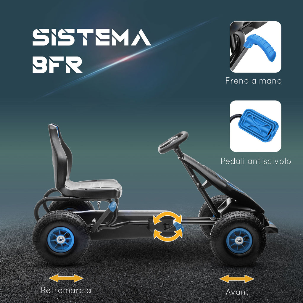 Easycomfort Go Kart a Pedali per Bambini da 5-12 Anni with Sedile Regolabile e Ruote in Gonfiabili, Blu
