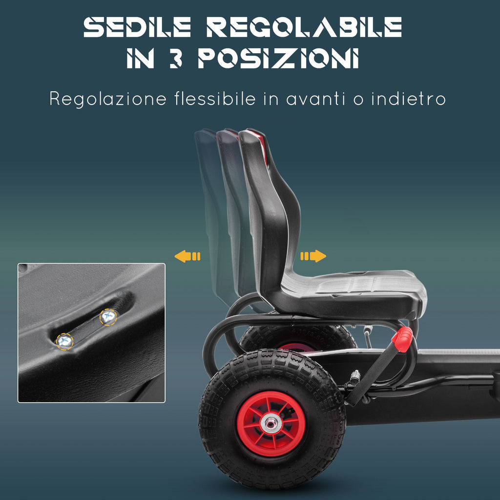 Easycomfort Go Kart a Pedali per Bambini da 5-12 Anni with Sedile Regolabile e Ruote in Gonfiabili, Rosso