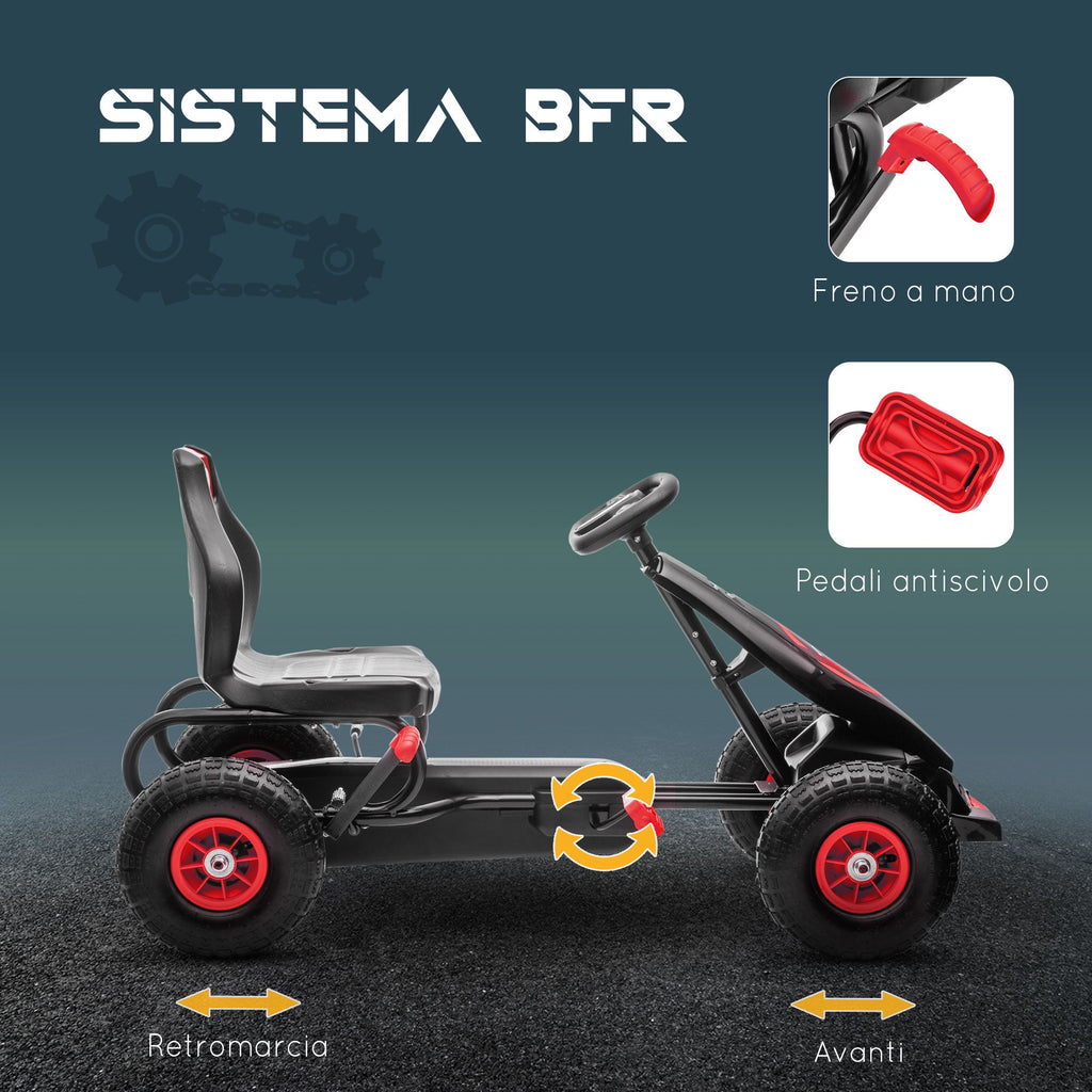 Easycomfort Go Kart a Pedali per Bambini da 5-12 Anni with Sedile Regolabile e Ruote in Gonfiabili, Rosso