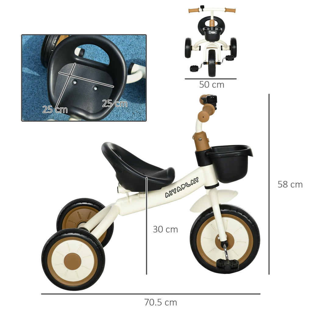 Easycomfort Triciclo per Bambini da 2-5 Anni with Seduta Regolabile e Campanello, 70.5x50x58cm, white