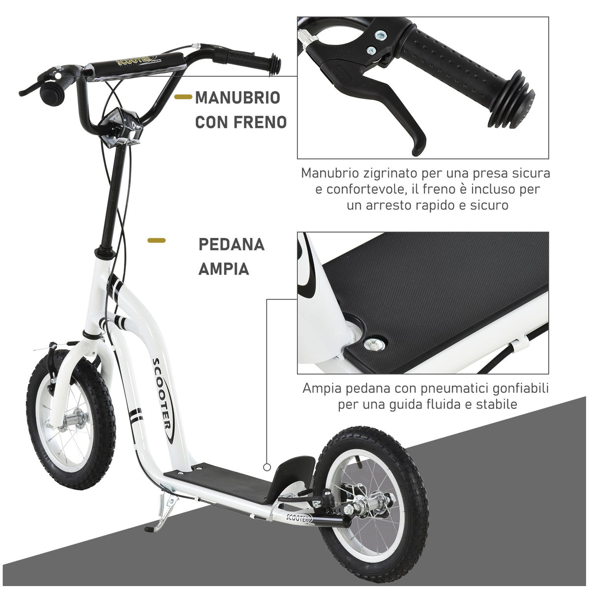 EasyComfort step met verstelbaar stuur en 2 remmen - Wit