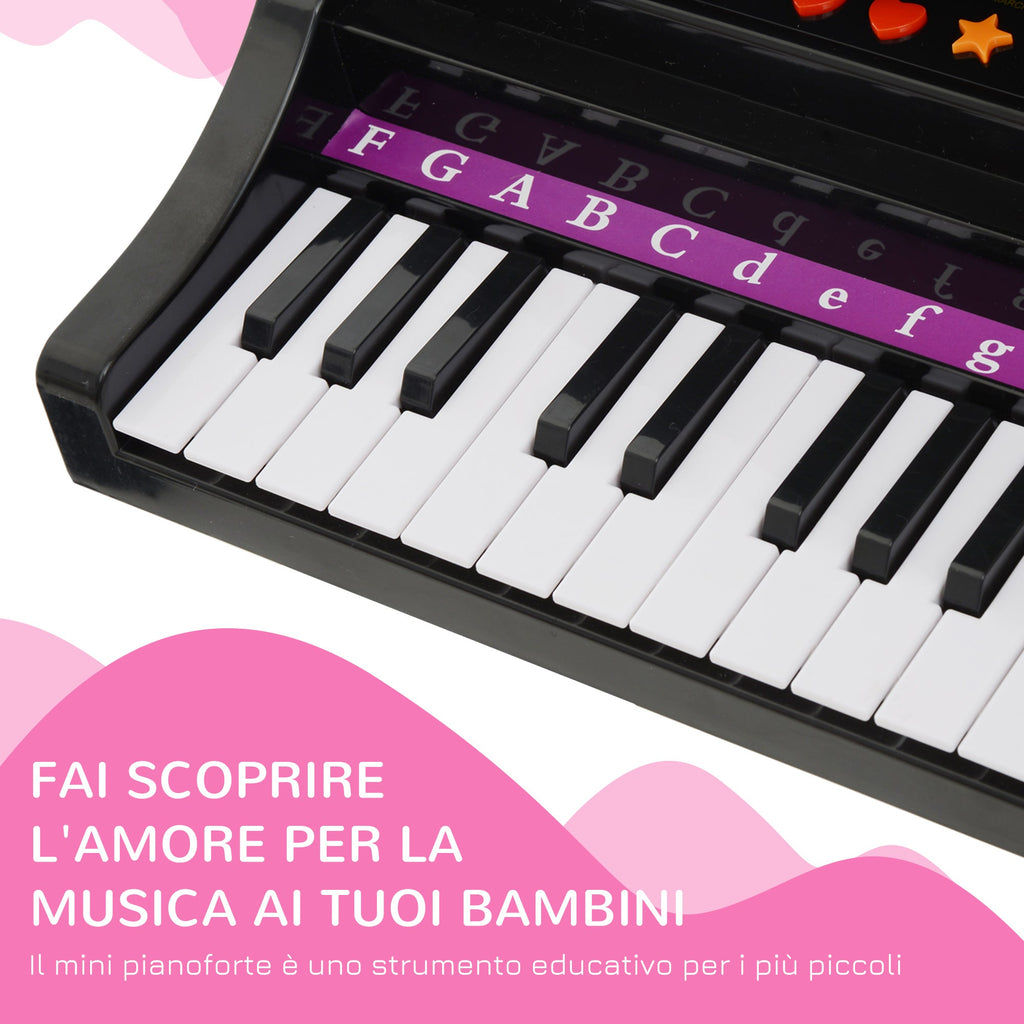 Easycomfort Pianoforte Elettrico Giocattolo Strumento Musicale per Bambini with 37 Tasti Microfono e Sgabello 48x39x69cm black
