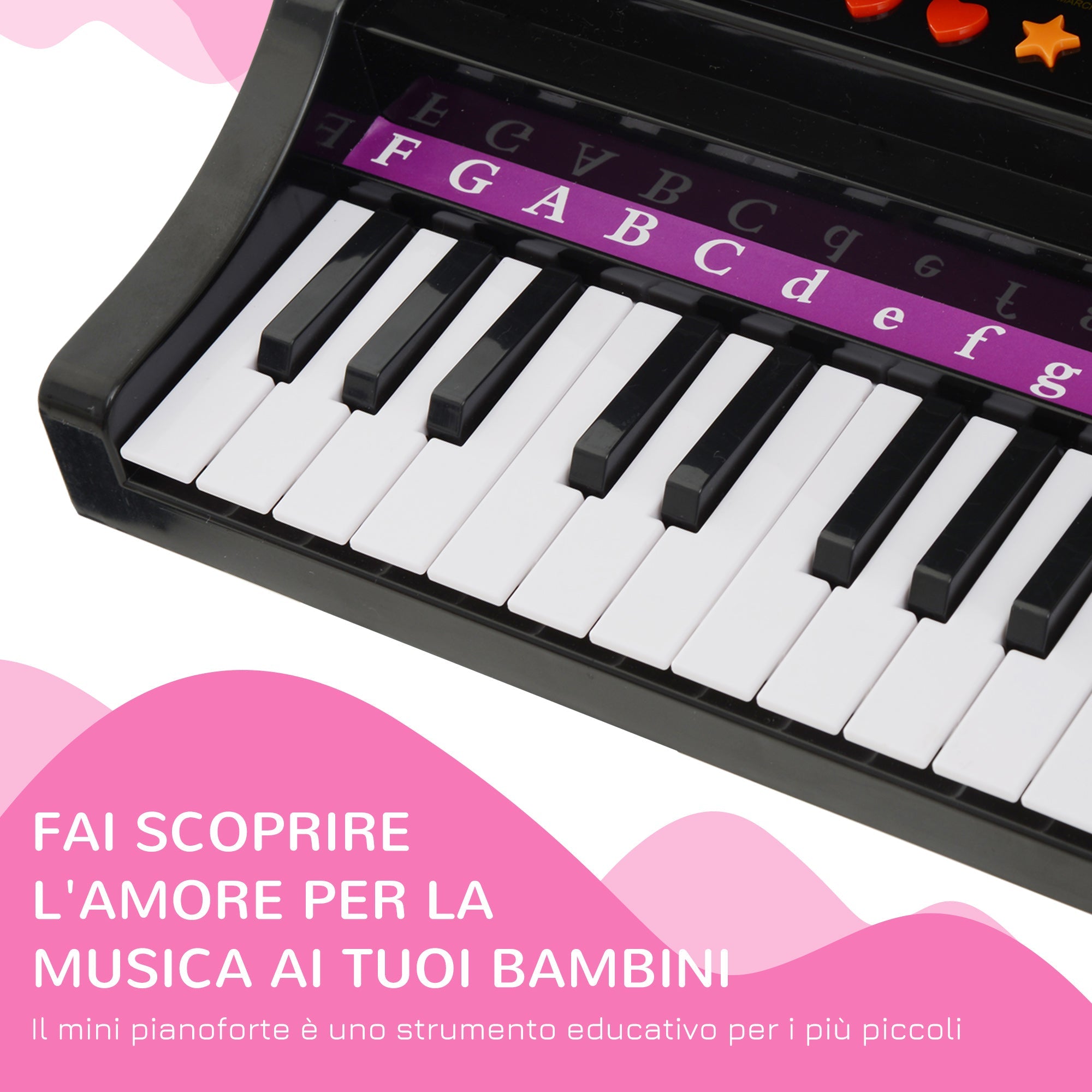 Easycomfort Pianoforte Elettrico Giocattolo Strumento Musicale per Bambini with 37 Tasti Microfono e Sgabello 48x39x69cm black