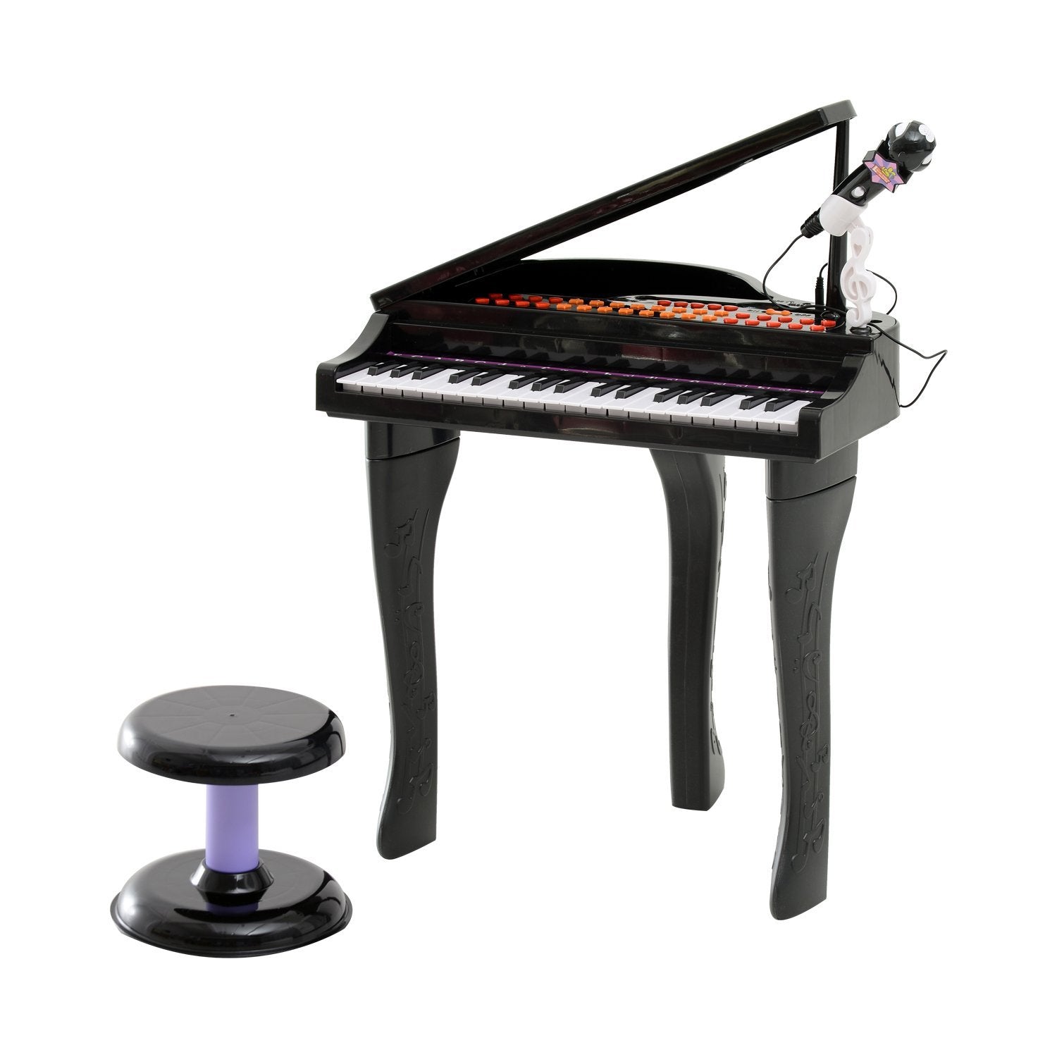 Easycomfort Pianoforte Elettrico Giocattolo Strumento Musicale per Bambini with 37 Tasti Microfono e Sgabello 48x39x69cm black