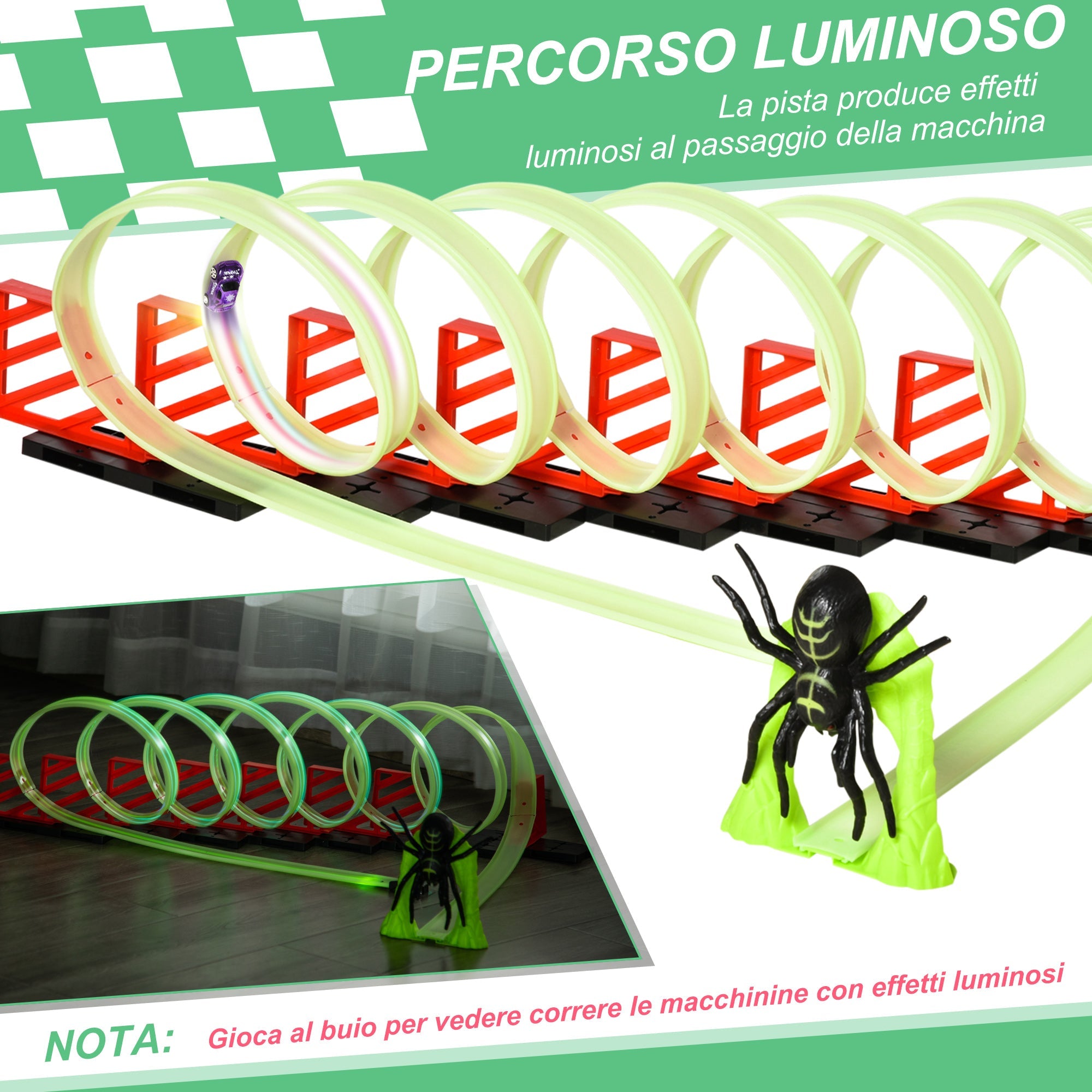Easycomfort Pista per Macchinine with Effetti Luminosi e Automobilina, per Bambini da 3-6 Anni, 86x67x21cm