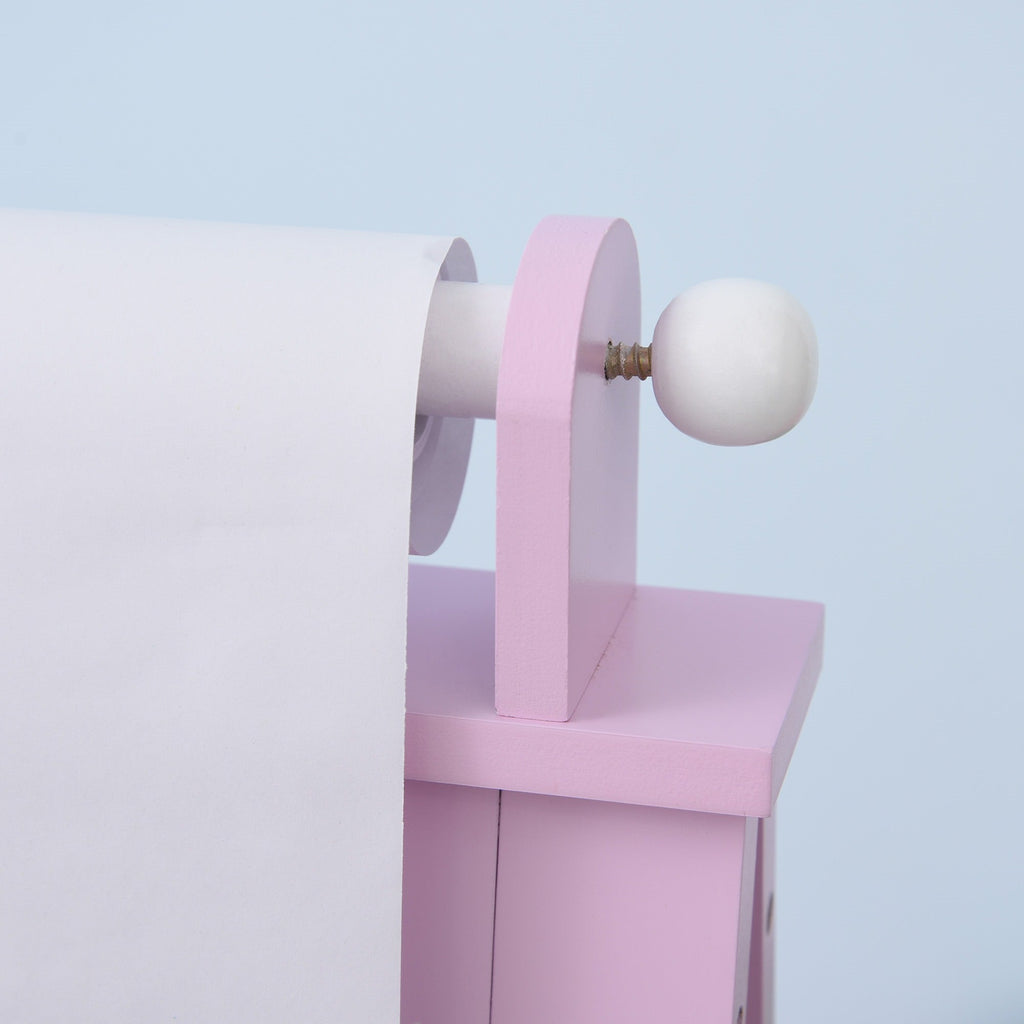 Easycomfort Lavagnetta per Bambini in Legno Rosa with Cavalletto 3 in 1: Lavagna Bianca, Nera e with Rullo Fogli di Carta