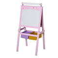 Easycomfort Lavagnetta per Bambini in Legno Rosa with Cavalletto 3 in 1: Lavagna Bianca, Nera e with Rullo Fogli di Carta