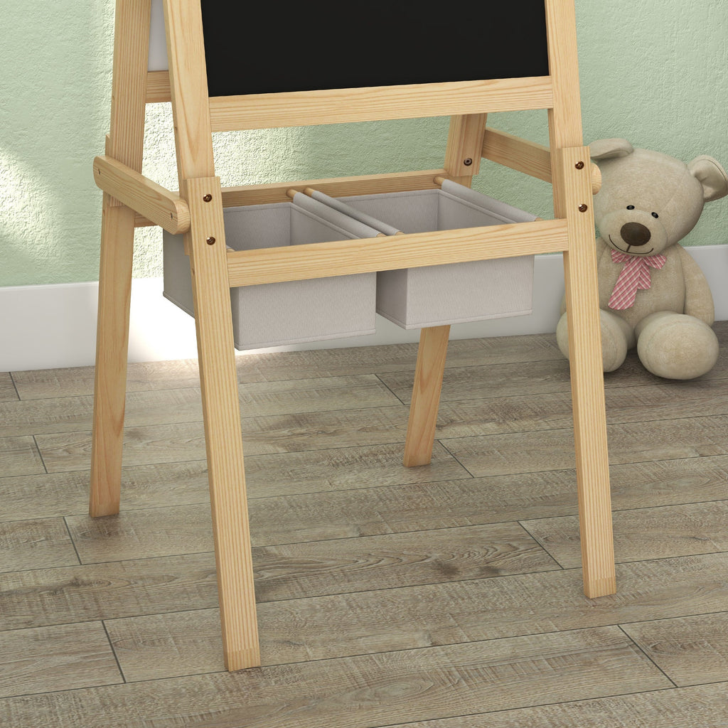 Easycomfort Lavagna per Bambini with Cavalletto 3 in 1 e Cestini, Età 3-6 anni, 58x50.5x109cm, Color legno