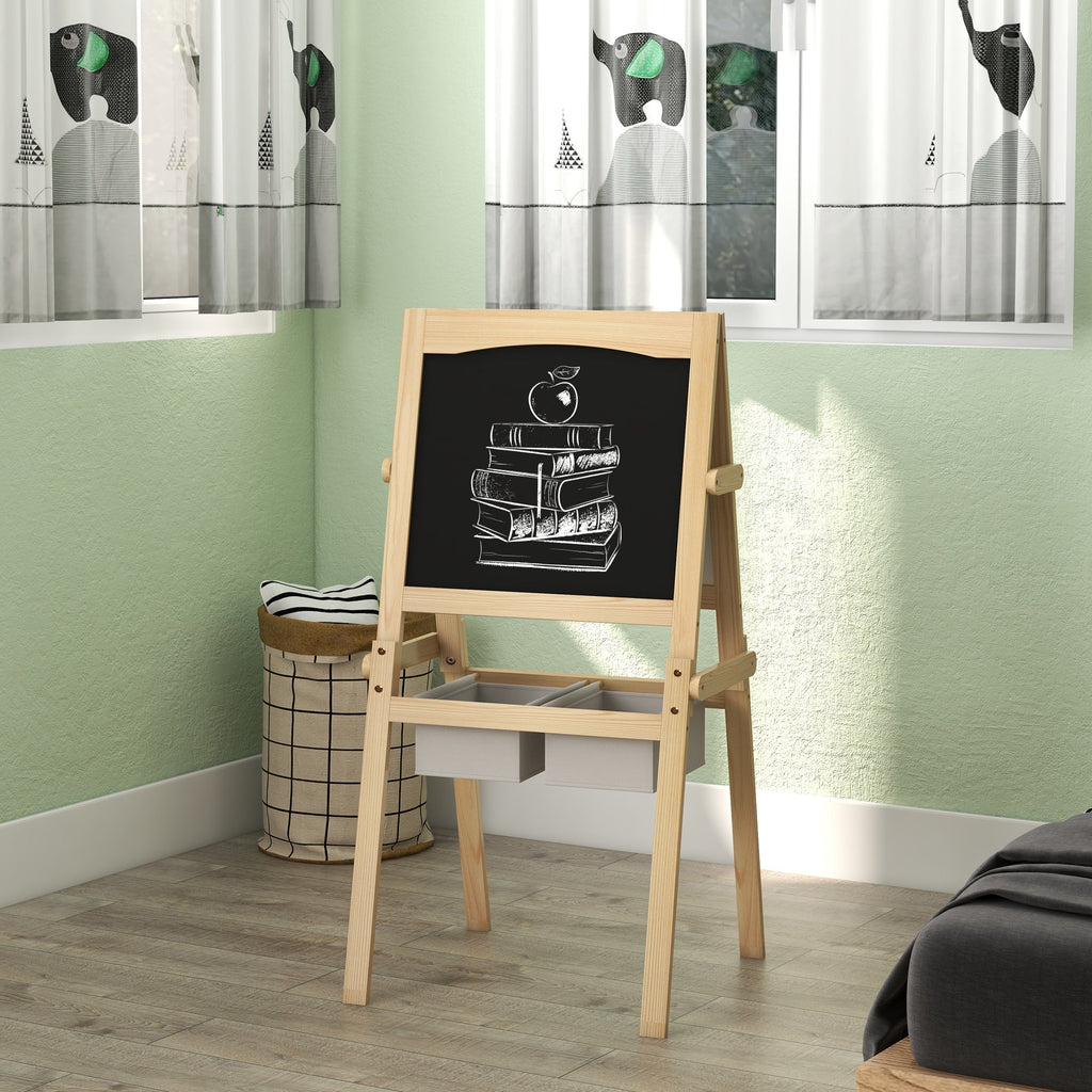 Easycomfort Lavagna per Bambini with Cavalletto 3 in 1 e Cestini, Età 3-6 anni, 58x50.5x109cm, Color legno