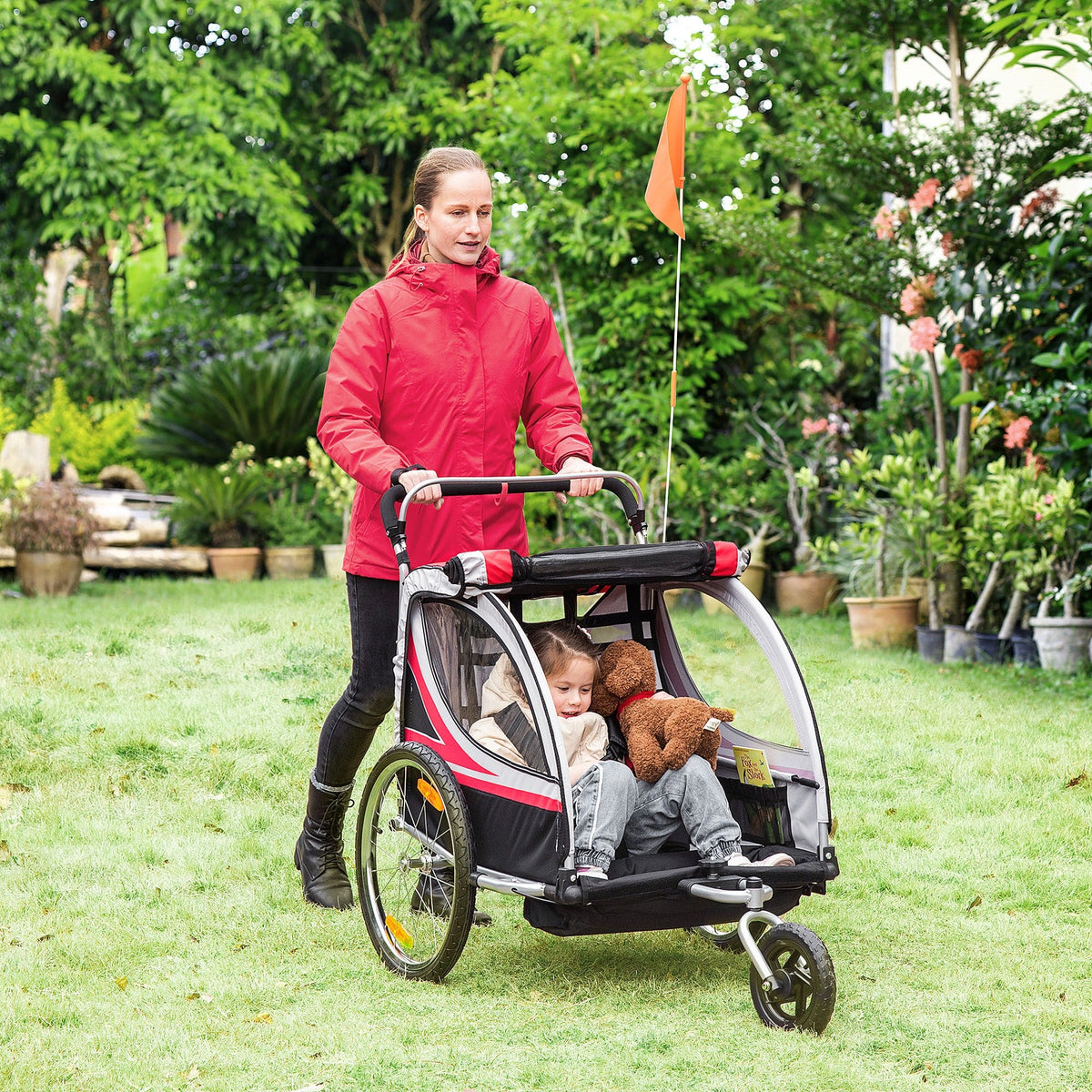 EasyComfort 2-in-1 kinderfietskar en wandelwagen 116–142 x 75 x 101 cm