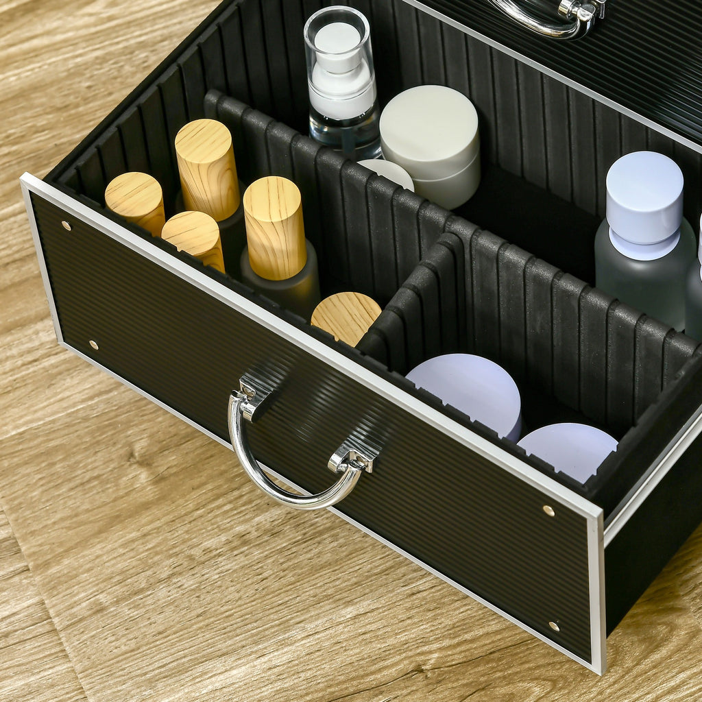EasyComfort make-upkoffer op wielen met slot, zwart
