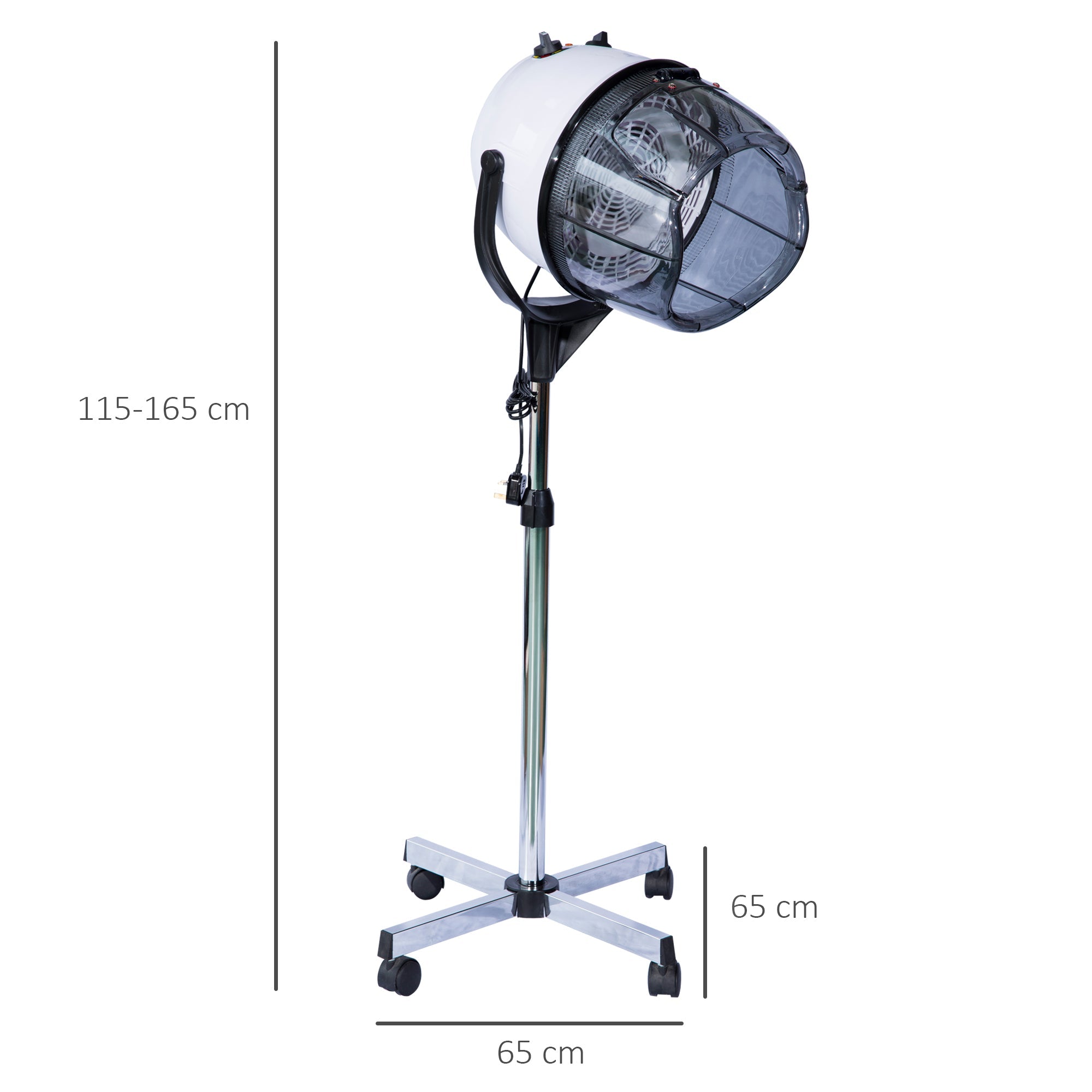 Easycomfort Casco Asciugacapelli Professionale Portatile with Ruote Girevoli, Altezza e Temperatura Regolabili Timer 60 Minuti, 65x65x115-165cm