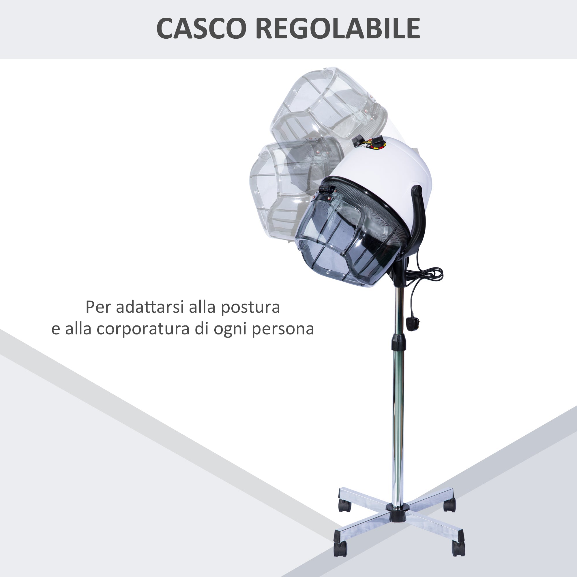 Easycomfort Casco Asciugacapelli Professionale Portatile with Ruote Girevoli, Altezza e Temperatura Regolabili Timer 60 Minuti, 65x65x115-165cm