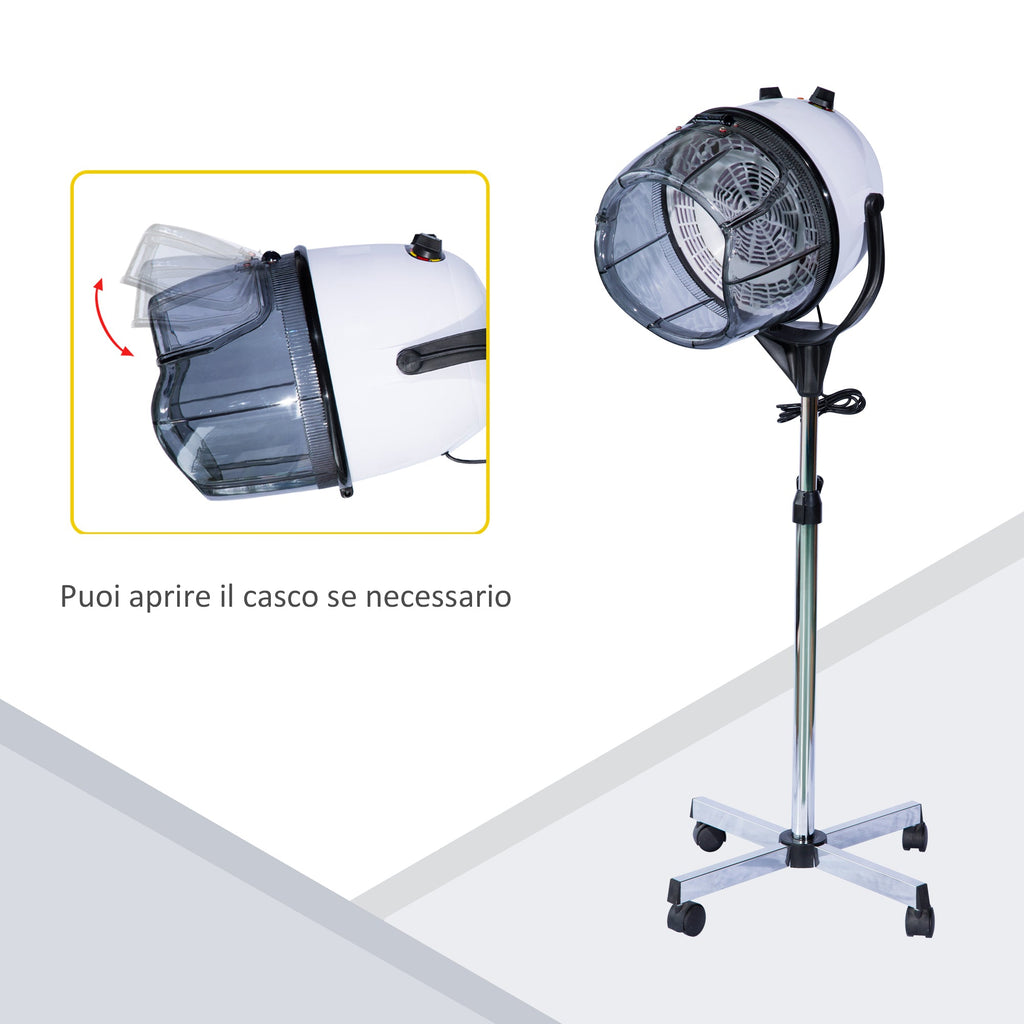 Easycomfort Casco Asciugacapelli Professionale Portatile with Ruote Girevoli, Altezza e Temperatura Regolabili Timer 60 Minuti, 65x65x115-165cm