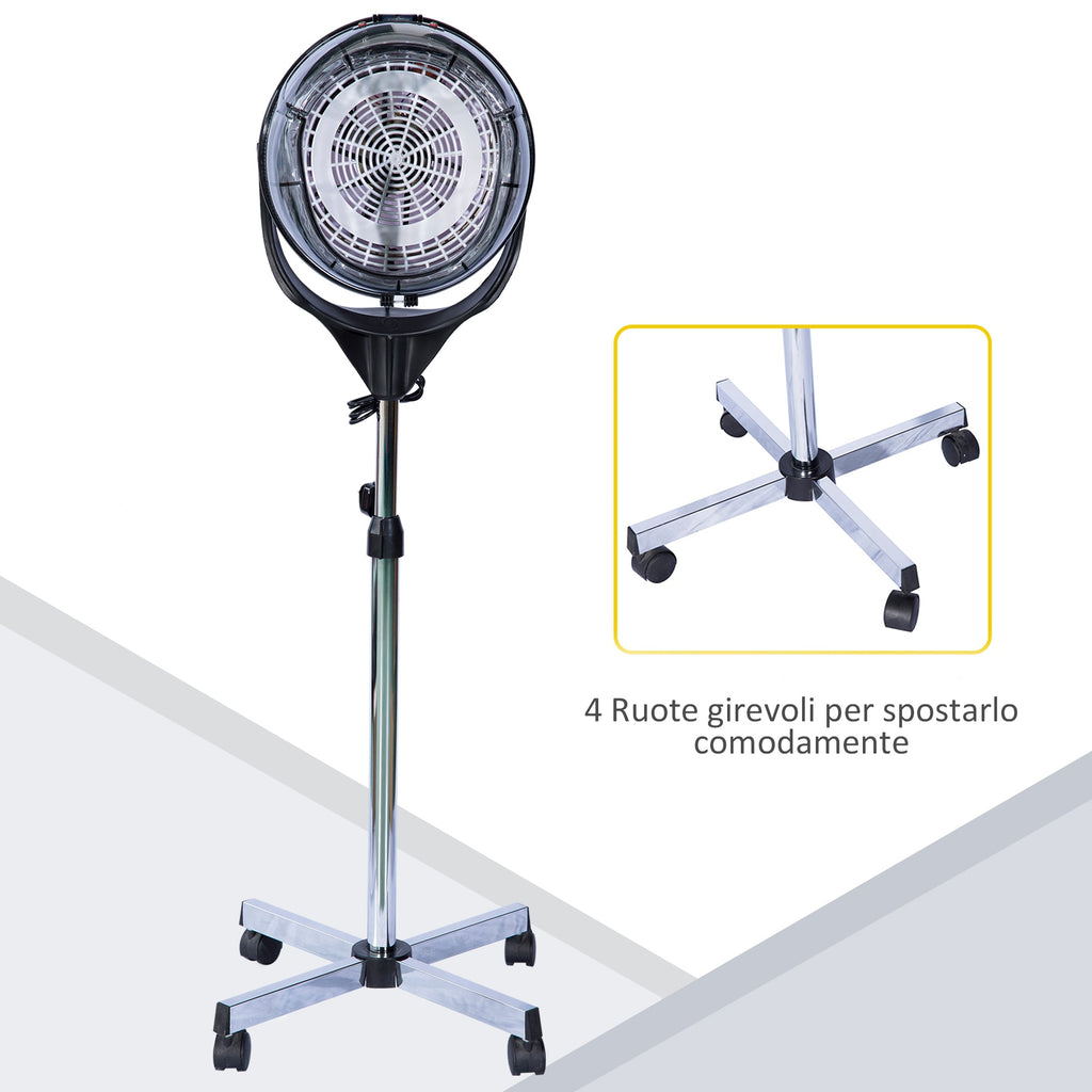 Easycomfort Casco Asciugacapelli Professionale Portatile with Ruote Girevoli, Altezza e Temperatura Regolabili Timer 60 Minuti, 65x65x115-165cm
