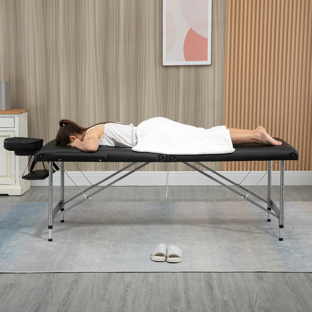 EasyComfort inklapbare massagetafel 186x71 cm zwart, 62–83 cm