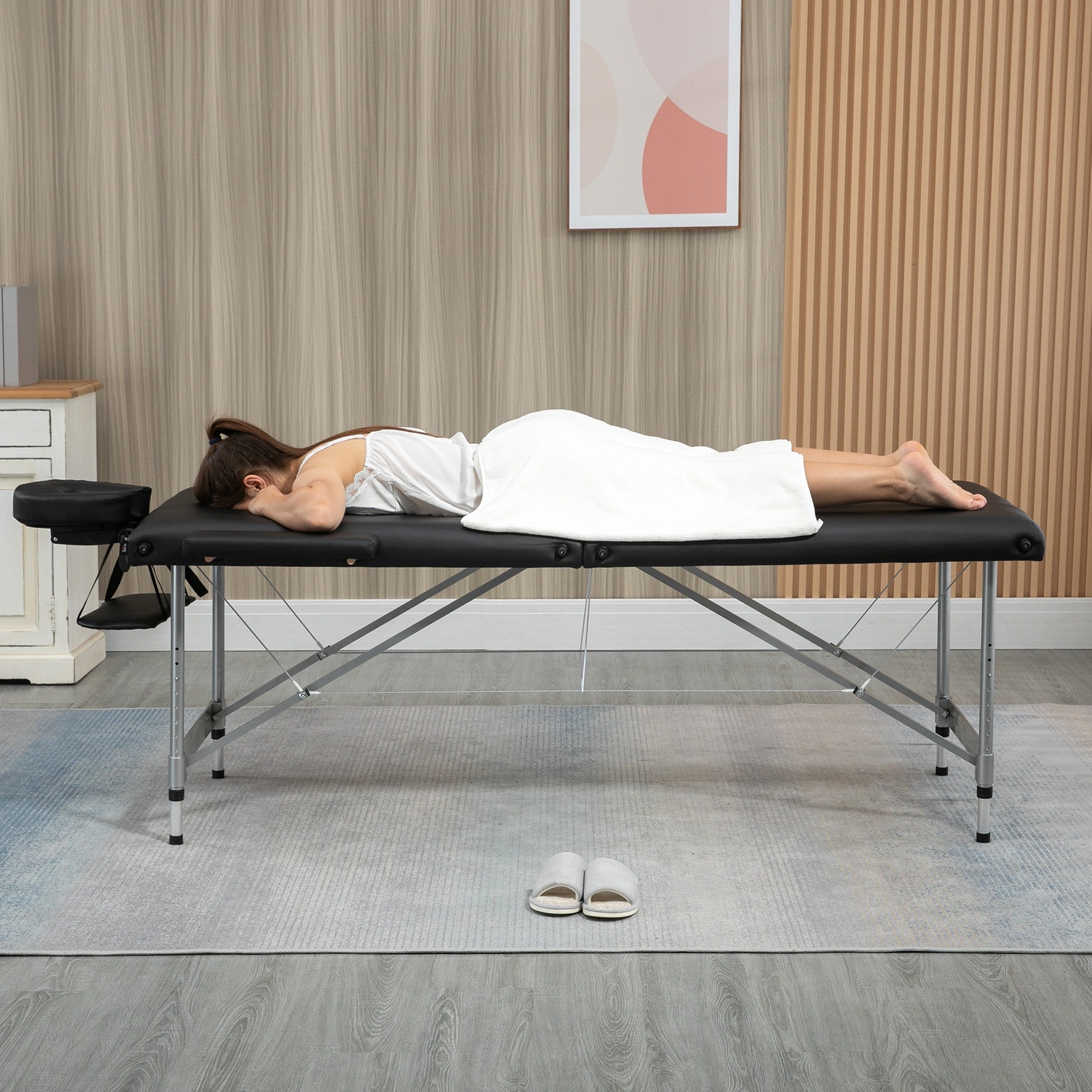 EasyComfort inklapbare massagetafel 186x71 cm zwart, 62–83 cm
