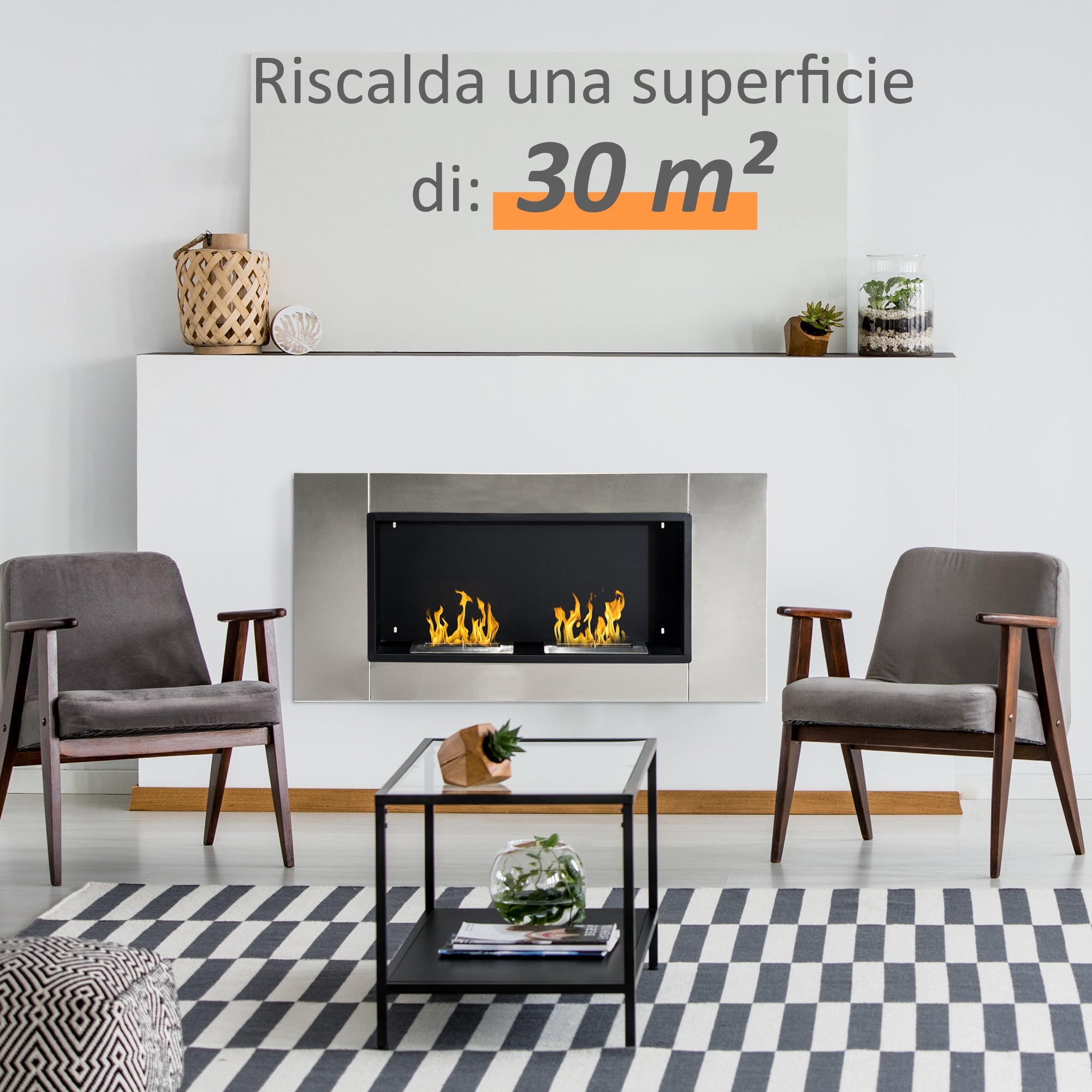EasyComfort bio-ethanol wandhaard 2 branders 3 L 4400 W 110 x 54 x 14.5 cm