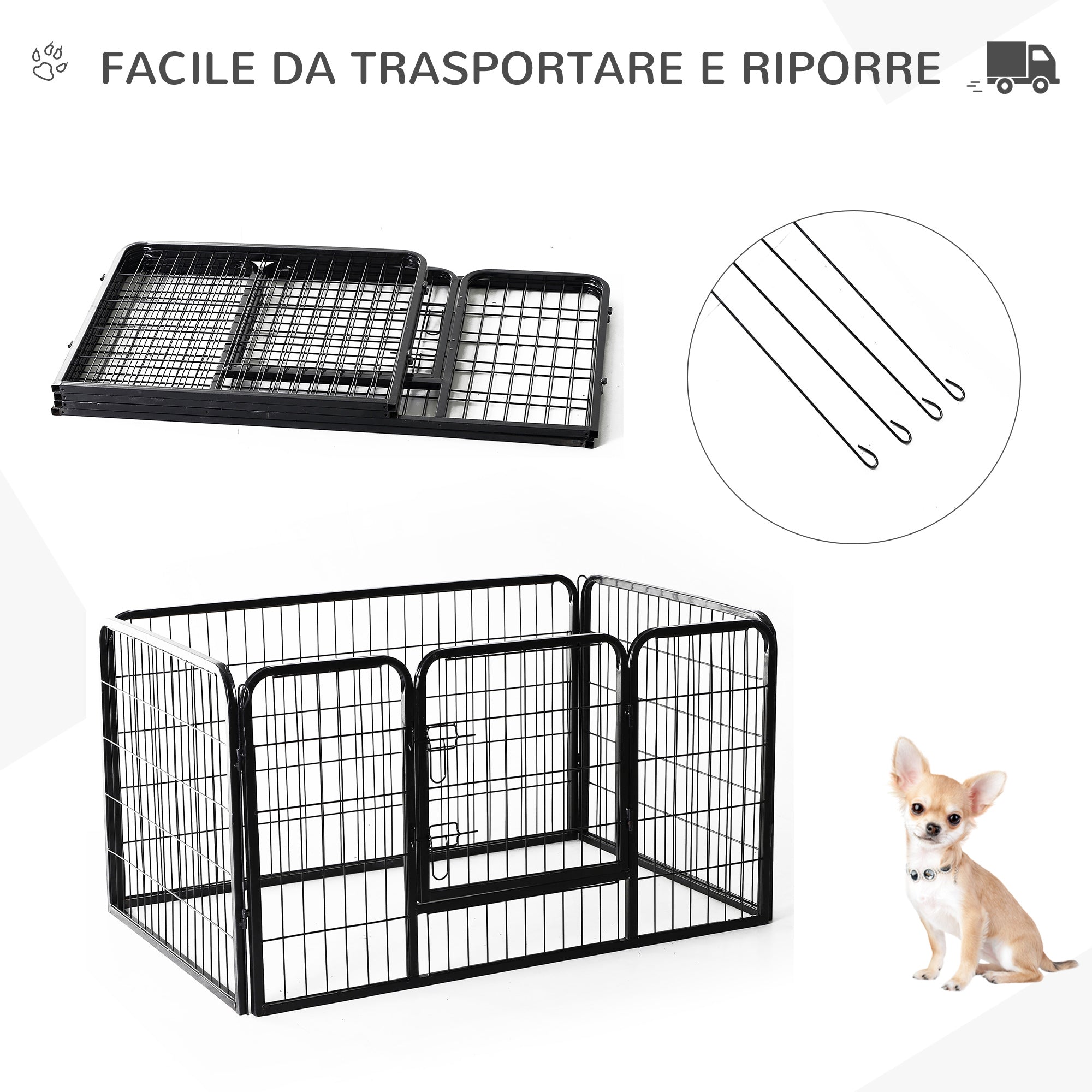 EASYCOMFORT Puppy fence, Animal fence, 125x80x70