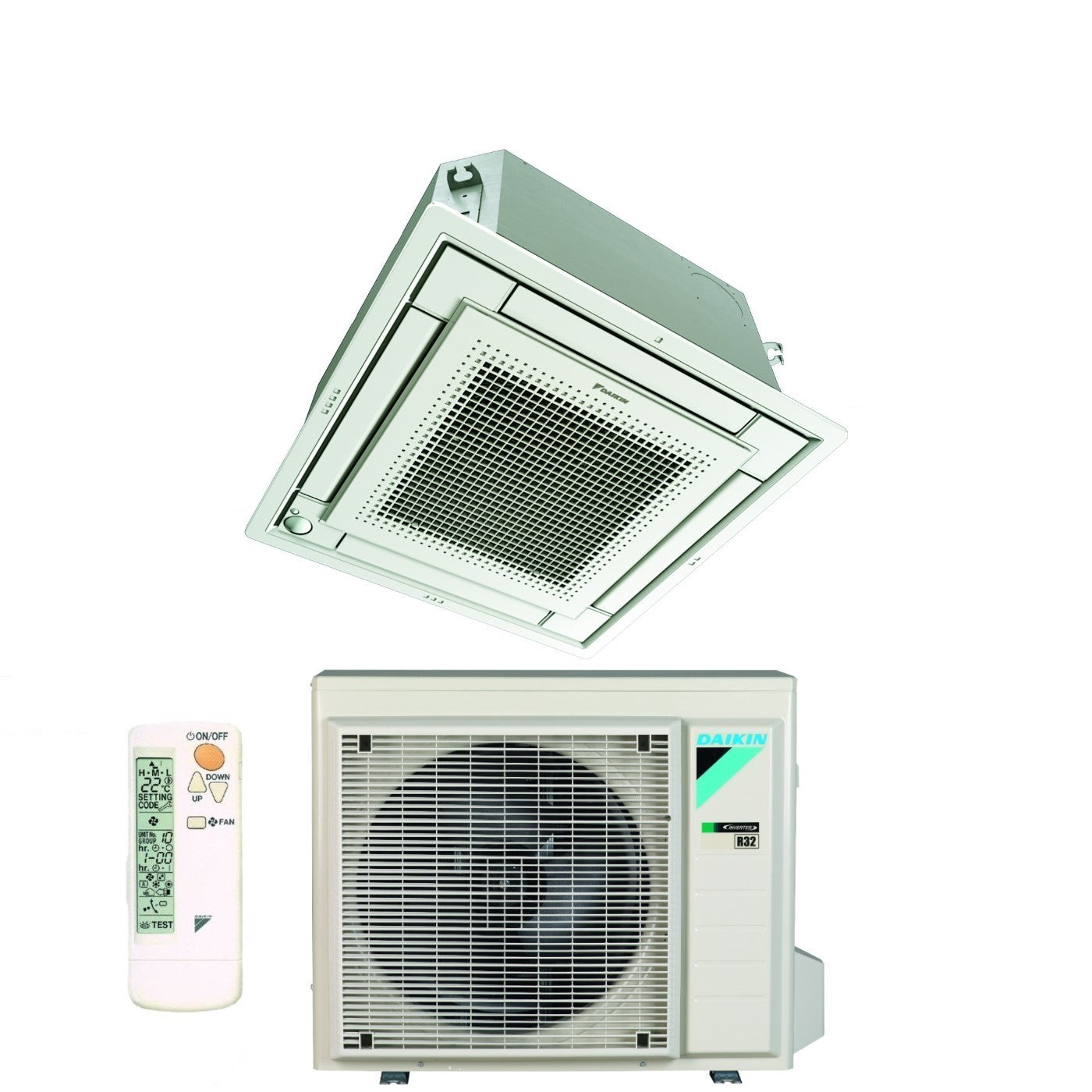 Daikin Fully Flat Cassette Air Conditioner 18000 BTU FFA50A9 R-32 Wi-Fi Optional with White Grille Included Class A+/A - Italian Warranty