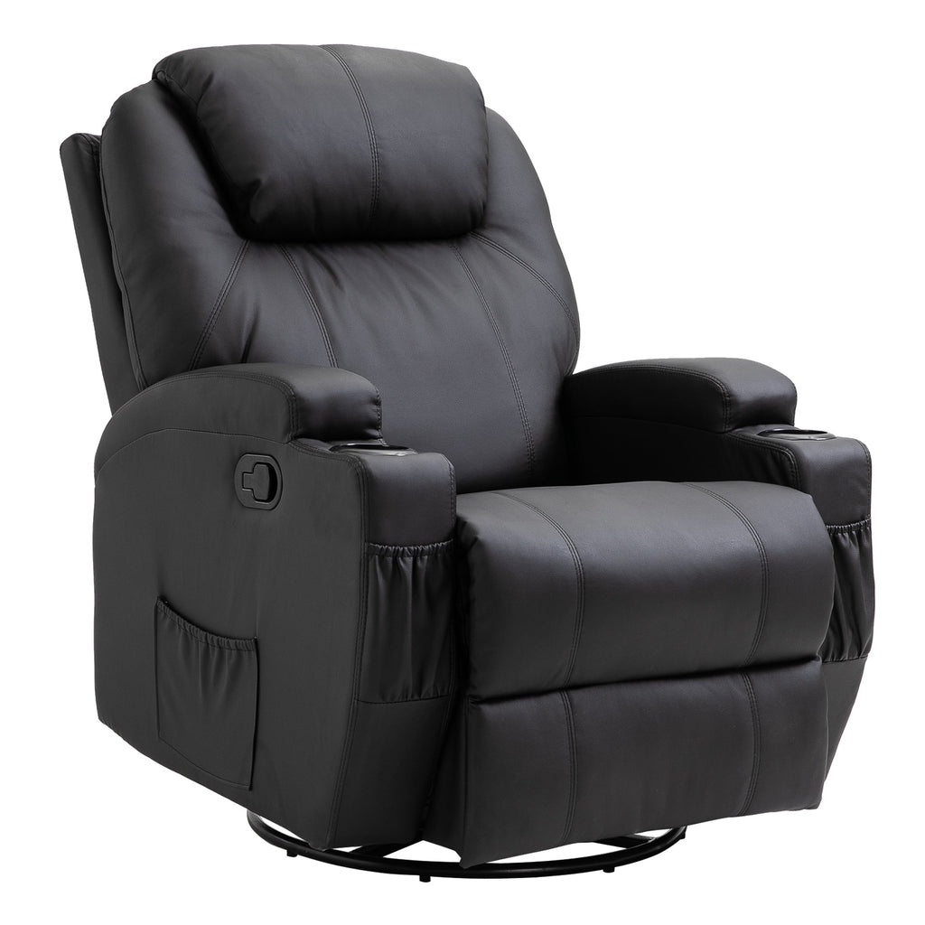 Easycomfort Poltrona Relax Massaggiante with 8 Punti, 5 Modalità e 2 Intensità, Reclinabile with Poggiapiedi e Girevole, 84x92x109cm, black