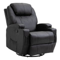 Easycomfort Poltrona Relax Massaggiante with 8 Punti, 5 Modalità e 2 Intensità, Reclinabile with Poggiapiedi e Girevole, 84x92x109cm, black