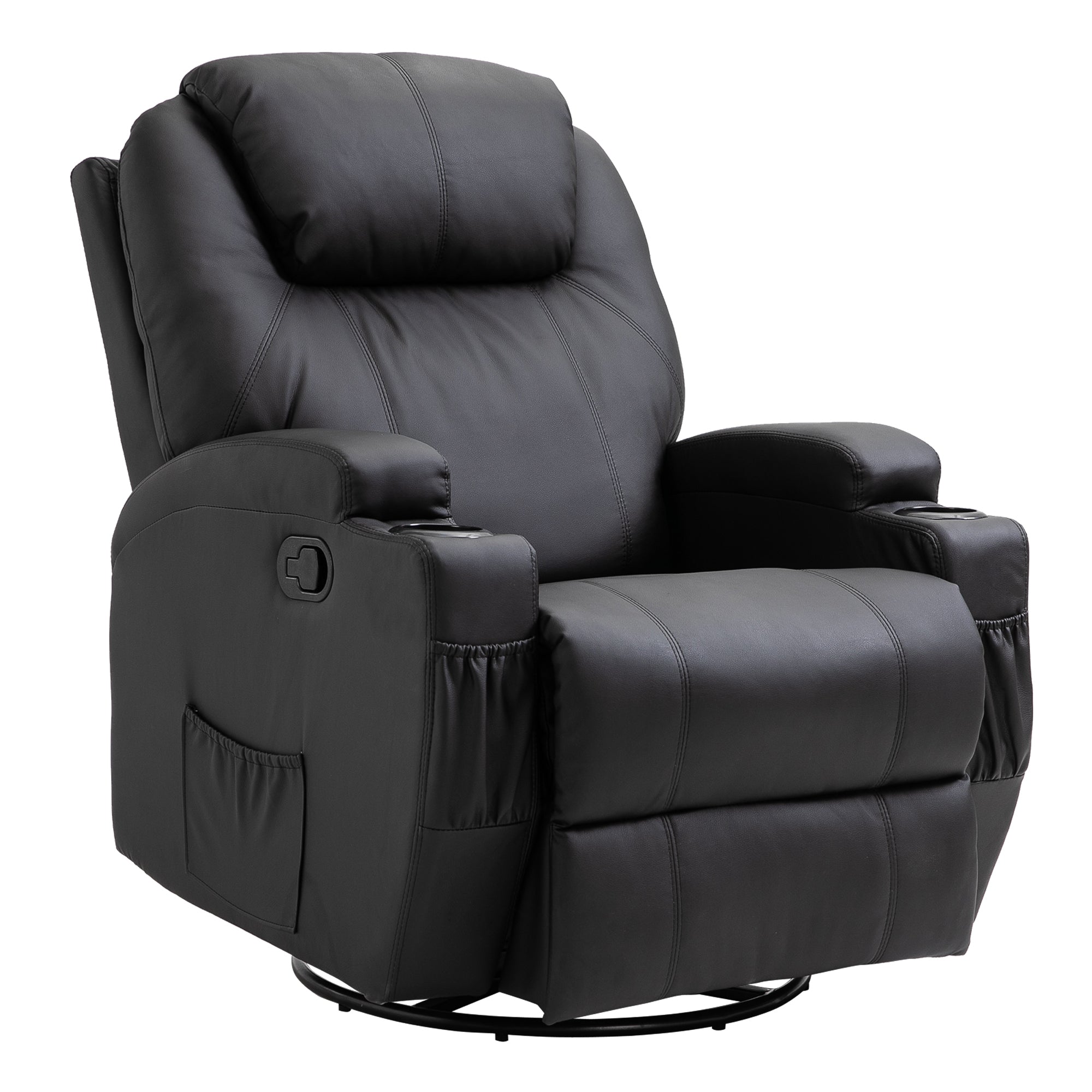 Easycomfort Poltrona Relax Massaggiante with 8 Punti, 5 Modalità e 2 Intensità, Reclinabile with Poggiapiedi e Girevole, 84x92x109cm, black
