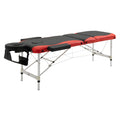 EASYCOMFORT Portable, Foldable and Professional Massage Table in Aluminum for Beautician, Therapist, SPA, Red and Black, 215x60x61-84cm